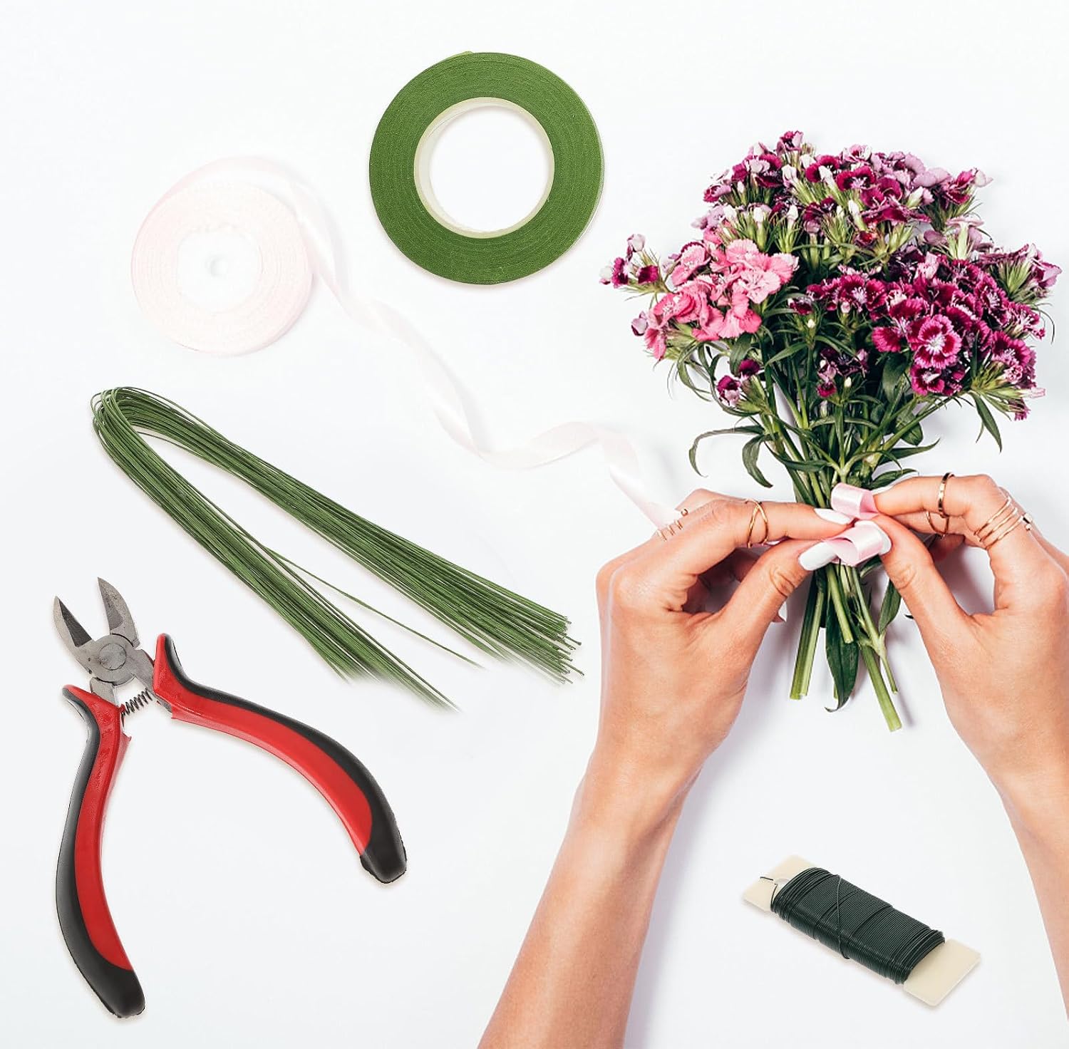 Veemoon Flower Arrangement Kit with Floral Tapes and Stem Wires