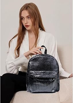 JINMANXUE Backpack Purse for Women, Lightweight Woven Rucksack, Small Daypack, Backpacks for Travel Work Shopping