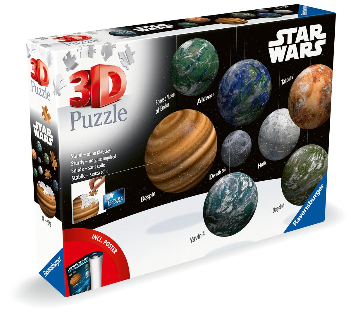Puzzle 3D Star Wars - Étoile De La Mort - 540 Pièces Numérotées - Sphère De 23,3 Cm Sans Colle - À Partir De 10 Ans