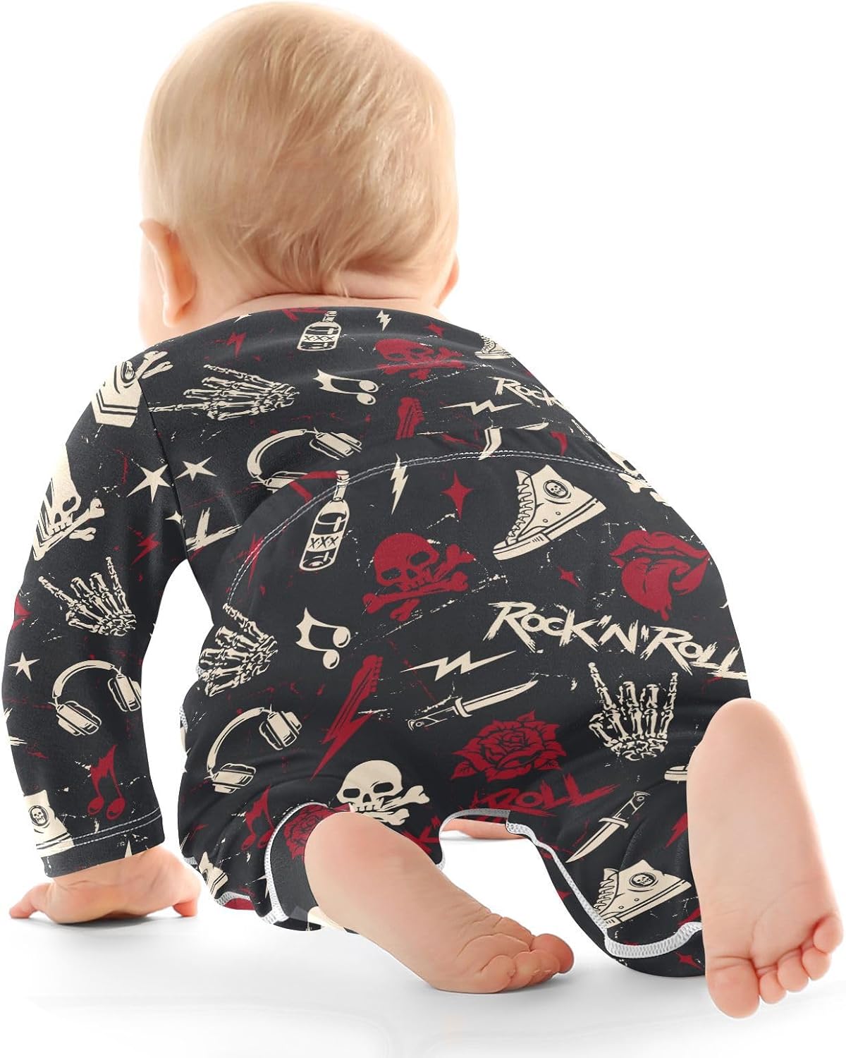 vvfelixl Baby Bodysuits Pants Sets Guitar Headphones Long Sleeve Baby Clothes For Boys Girls 0-24M Black