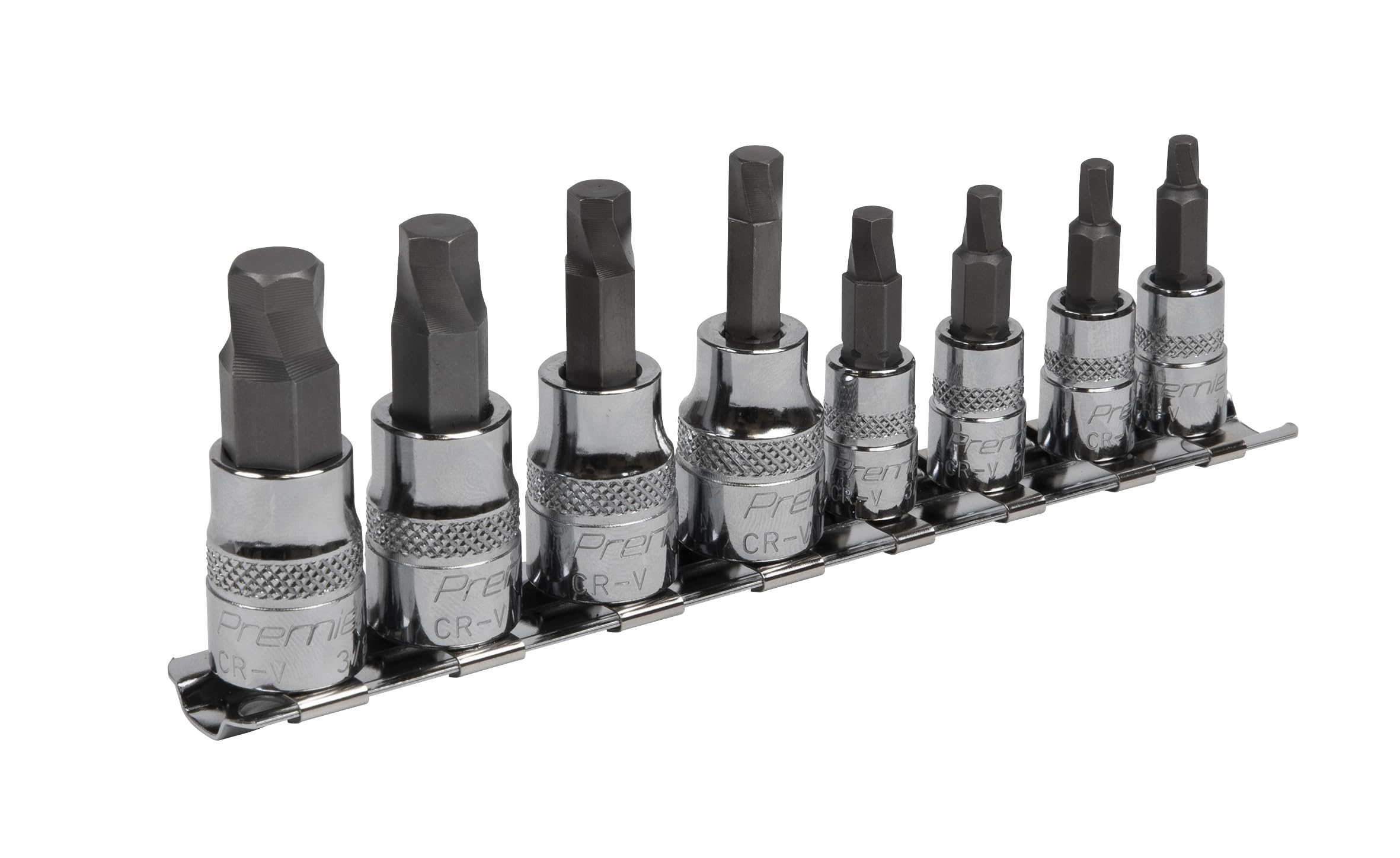 Sealey AK65602 Hex Socket Bit Set Lock-On 8pc 1/4"" & 3/8""Sq Drive - Imperial
