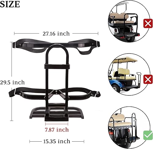 Miniatura 4 de 10L0L Soporte universal para bolsa de asiento trasero para carrito de golf EZGO Yamaha Club Carros de coche, con barra de seguridad trasera