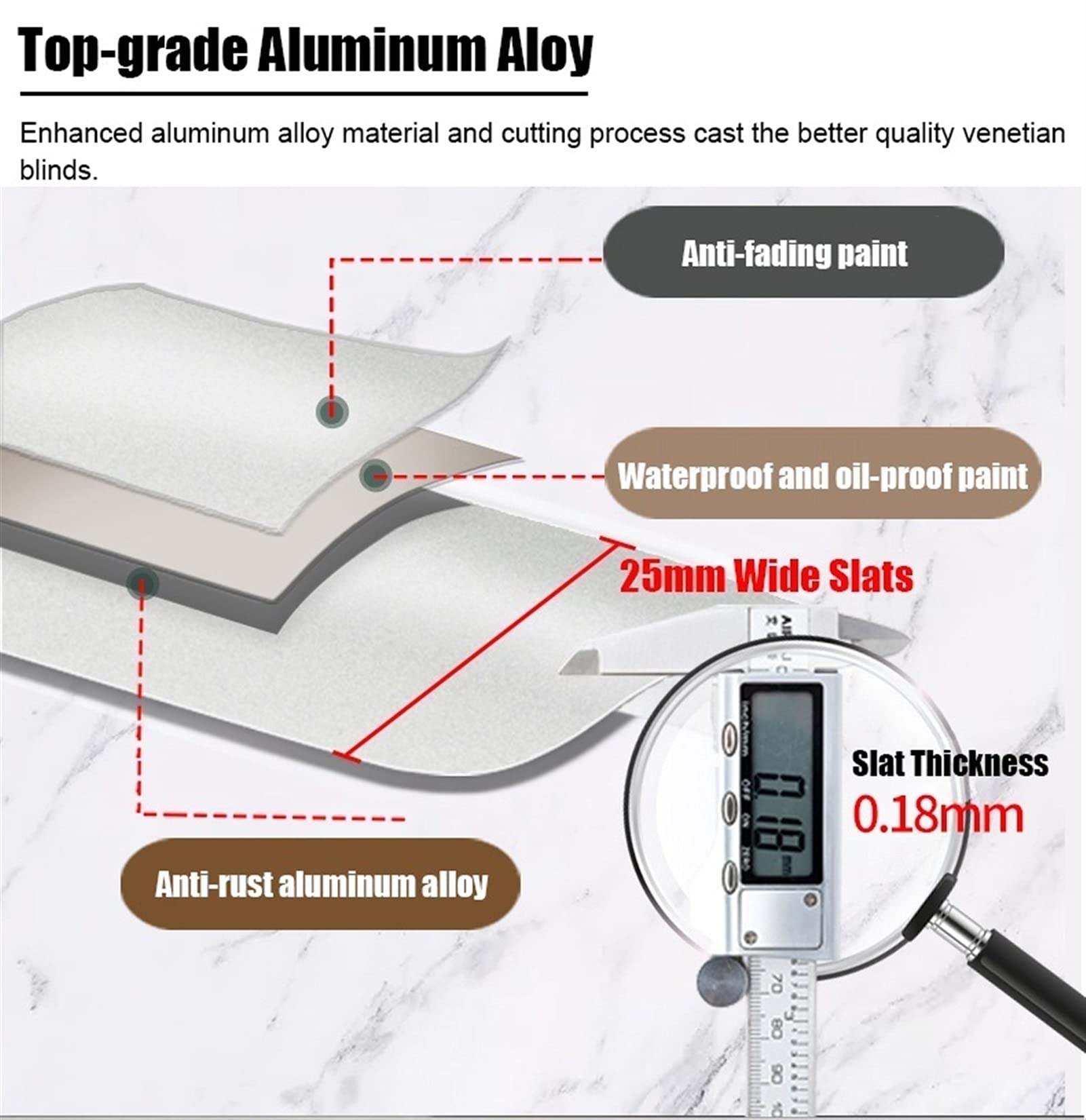 Schwarze 60 cm/80 cm/100 cm/120 cm/140 cm breite, 25 mm breite Aluminiumlamellen, wasserdichte Verdunkelungsrollos für Schlafzimmer/Küche/Badezimmer (Größe: 120 x 120 cm (47,2 x 47,2 Zoll))