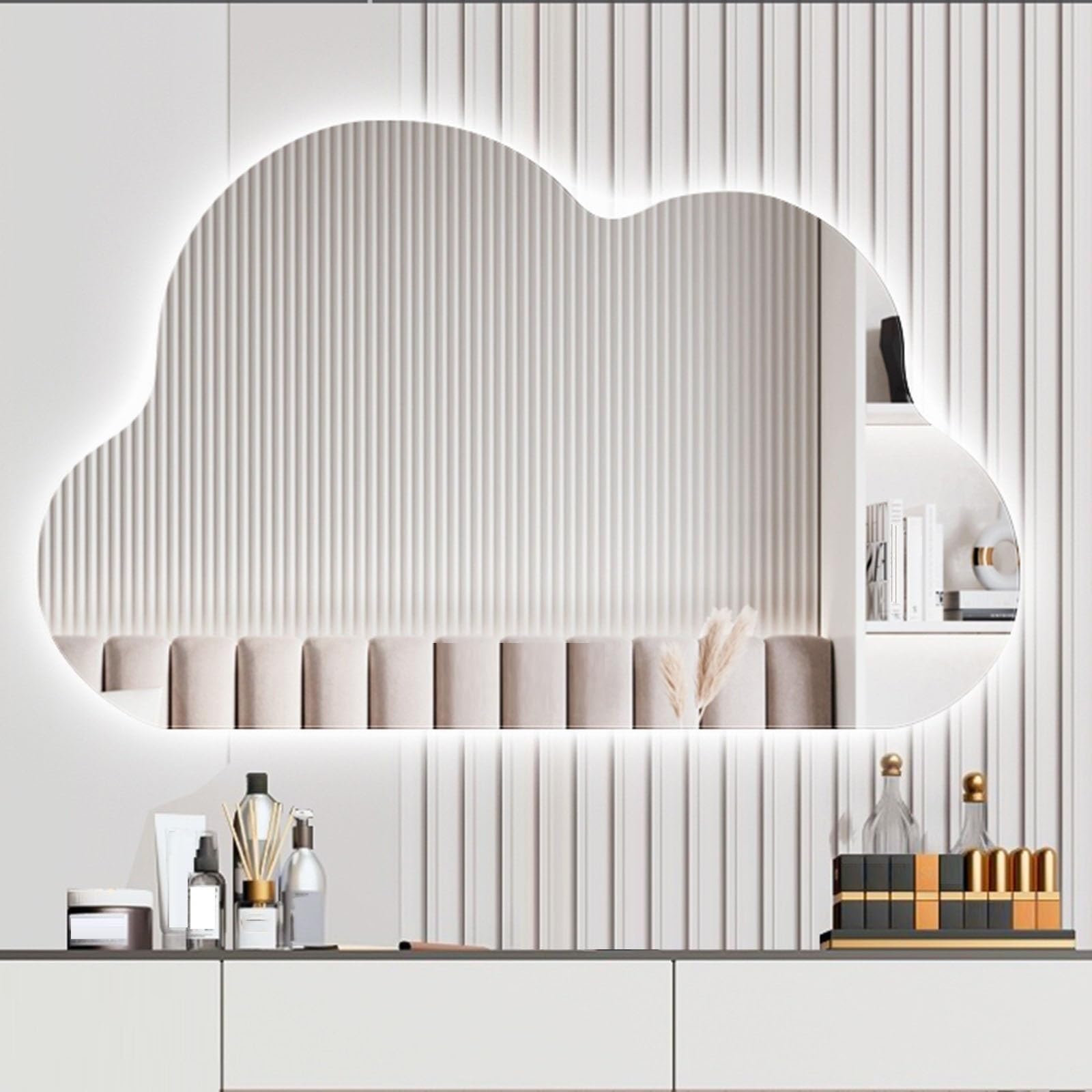 Miroir de salle de bain LED rétroéclairé premium forme nuage avec miroir haute définition