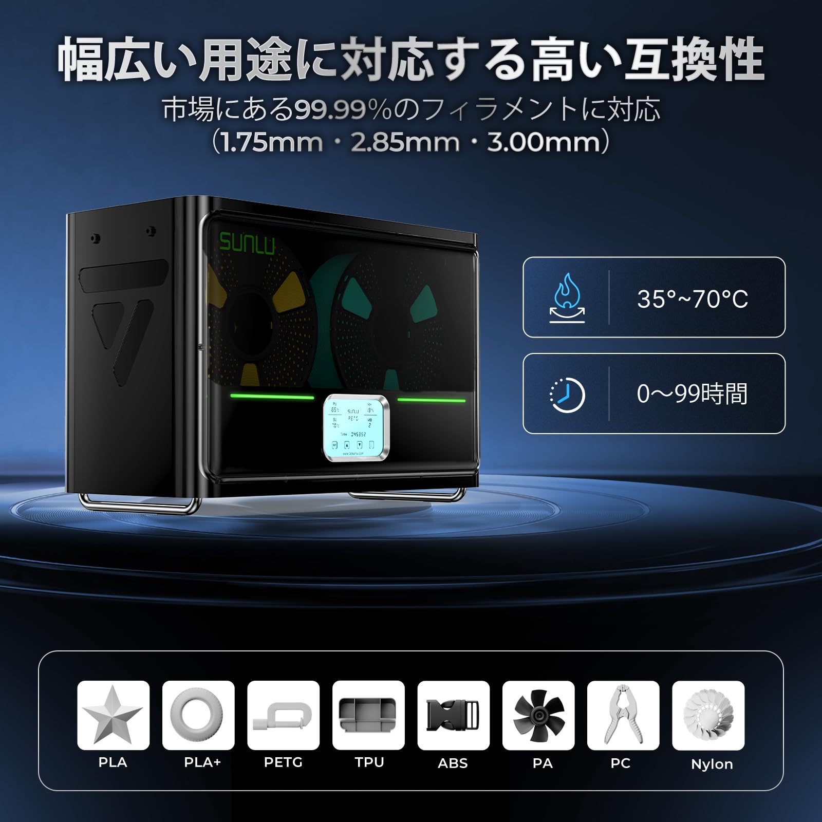 Amazon.co.jp: SUNLU フィラメントドライヤー S4 4スプール対応