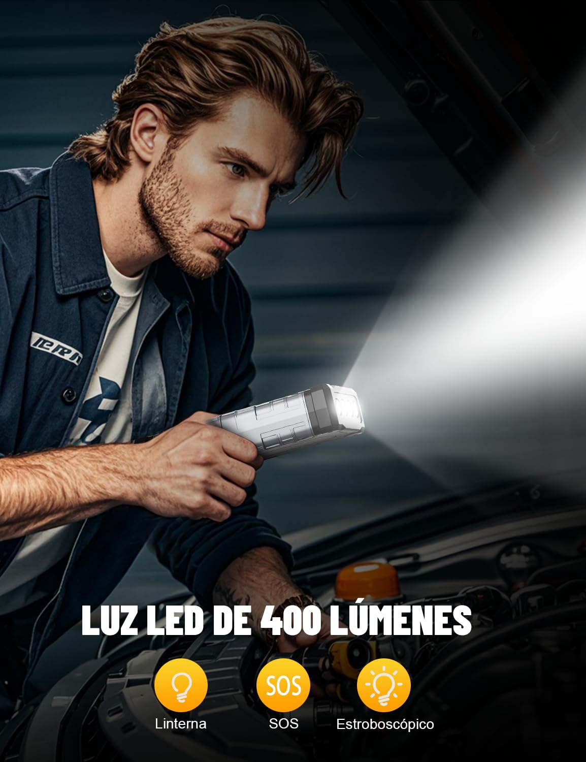 Arrancador de Coche, 10000A Arrancador de Baterías de Coche, 12V Arrancador de Portátil con para All Gasolina o 10L Diesel, Clips de Seguridad Inteligentes, Portable Jump Starter con Linterna LED