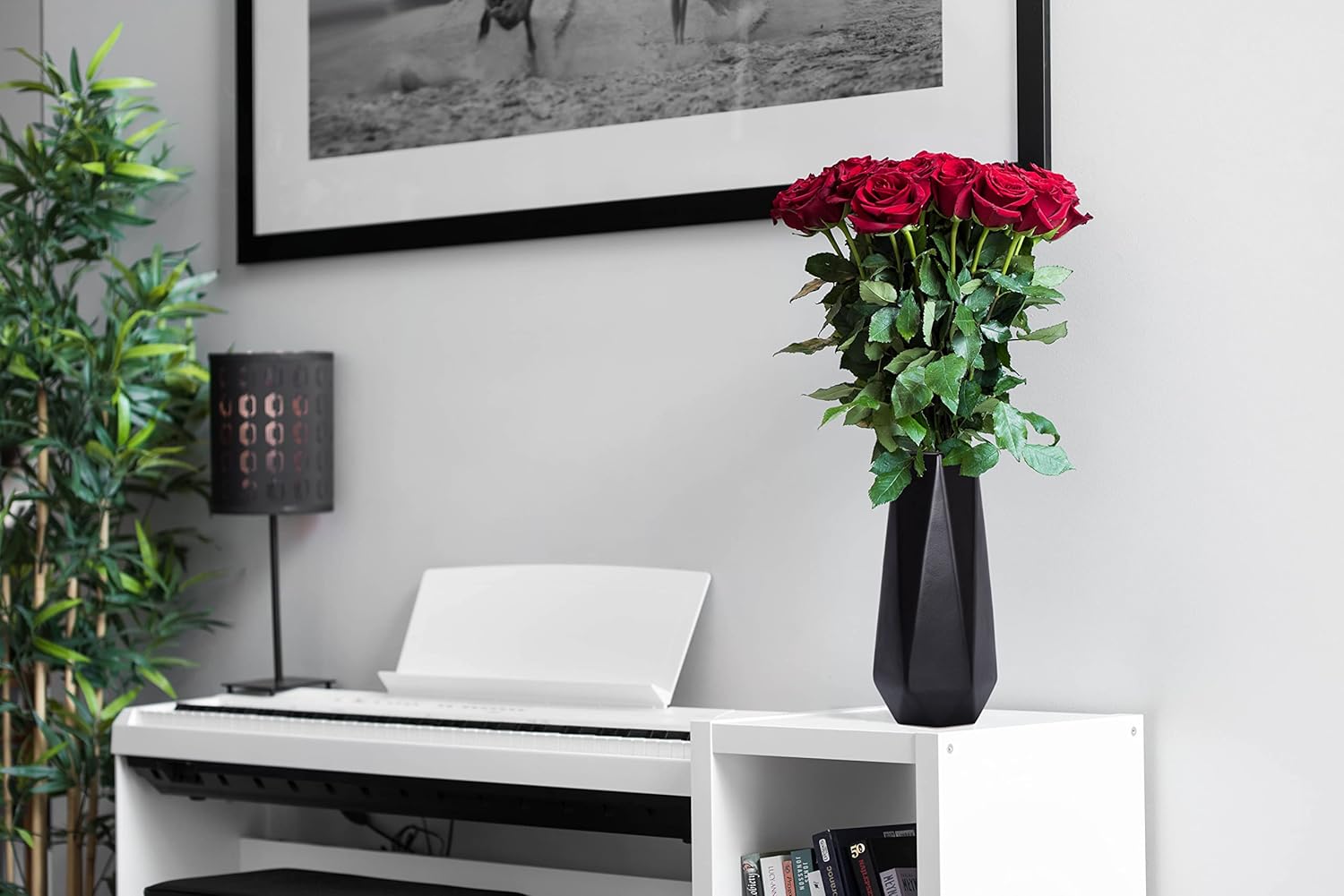 D'vine Dev 11 Inch Matte Black Ceramic Vase, Geometric Handmade Craft Flower Vase with Design Box Packaged, VS-GM-MB-11 - Image 4