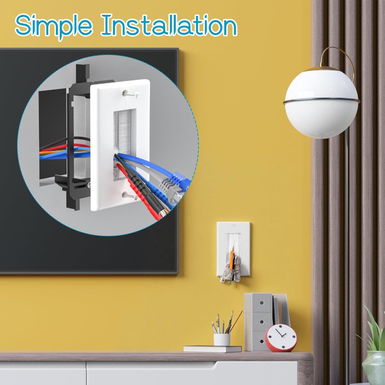 28 PCS 1 Gang Low Voltage Mounting Bracket, Outlet Hider Bracket, Recessed Cord Management for Single Gang Wall Plate, Telephone Wires, Network Cables, HDMI, Coaxial, Speaker Cables