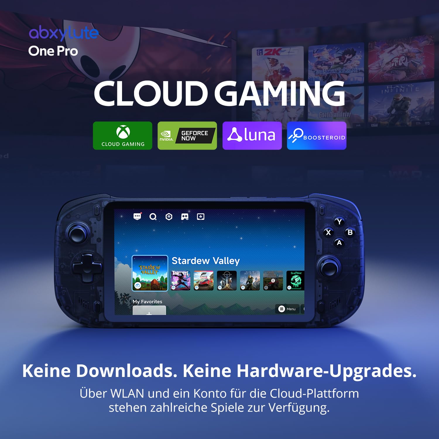 OnePro Cloud Handheld Tragbare Remote-Play-Gaming-Konsole, für Xbox Cloud Gaming, NVIDIA GeForce NOW, PlayStation, PC, lange Akkulaufzeit, 7" 1080P Touchscreen, leichtes Retro-Handheld-Spielgerät – 64