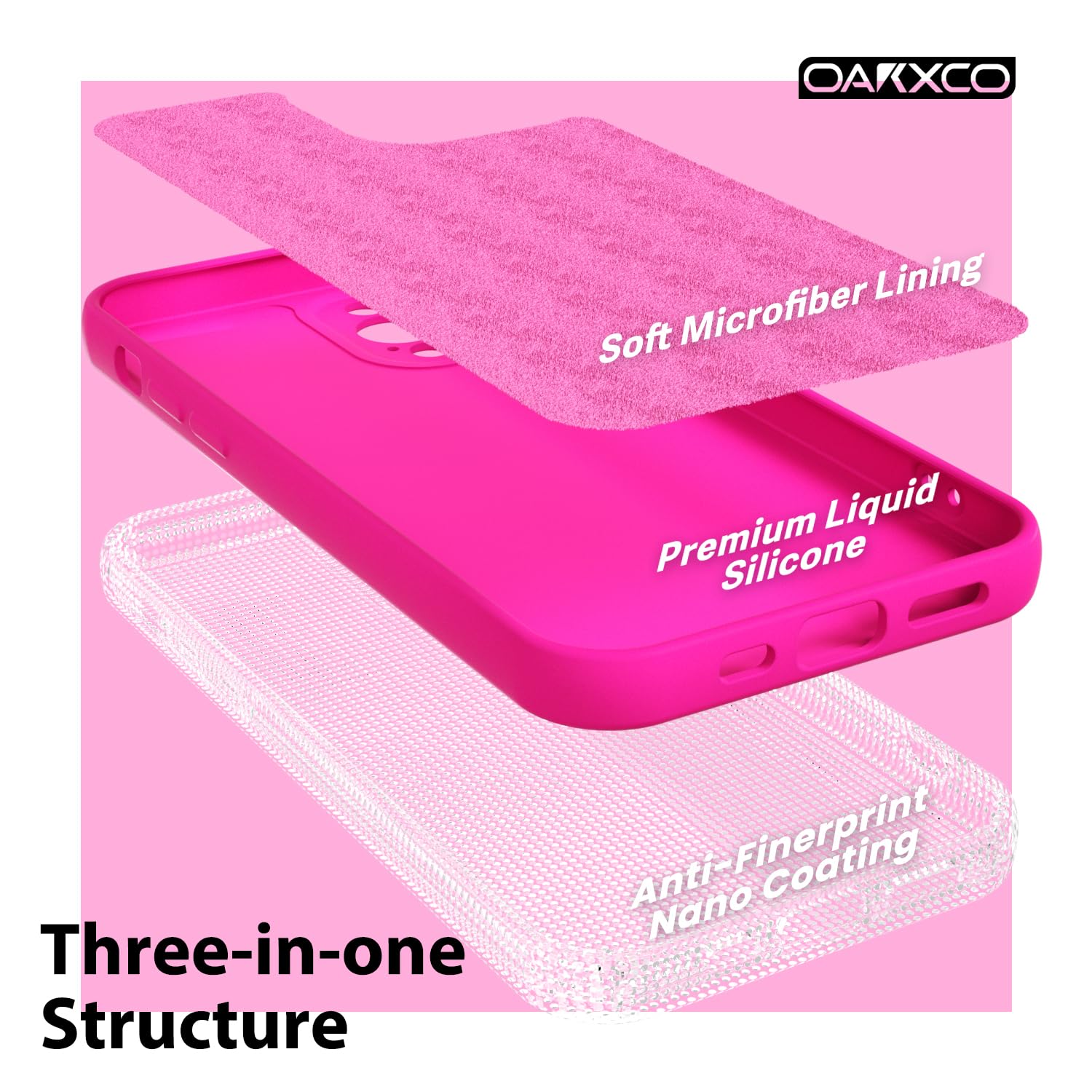 oakxco for iPhone 17 Pro Max Phone Case Liquid Silicone, Cute Thin Slim Grip Soft Rubber Gel for Women Men, Smooth Matte TPU Plain Solid Color Girly Simple Case with Camera Cover, Light Pink — view 845