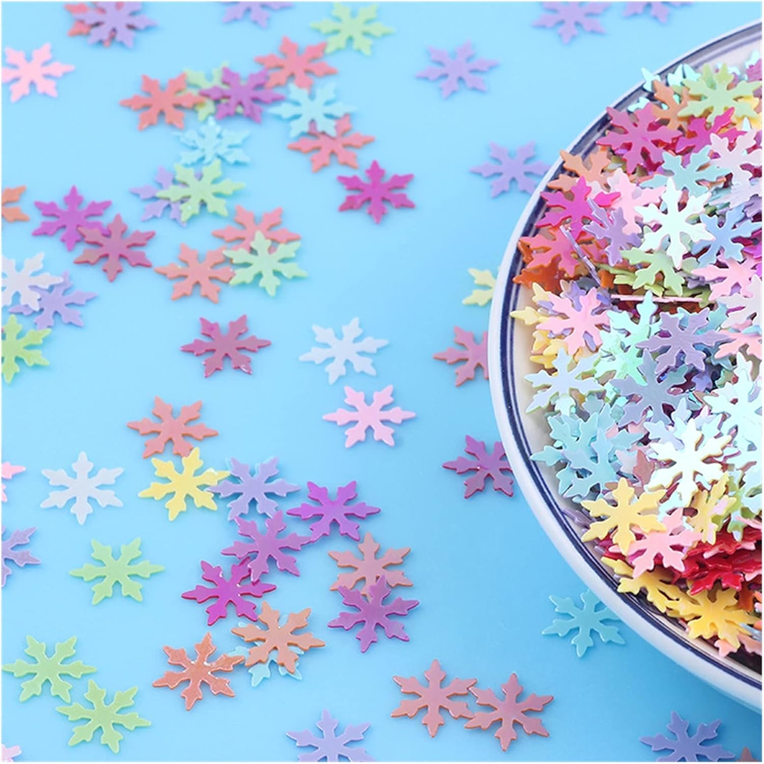 Washer,Stainless Washer, Paillettes Applique, 10g/lot Snowflake PVC Loose Sequins Paillttes Craft DIY Christmas，9mm(Mixed Color)