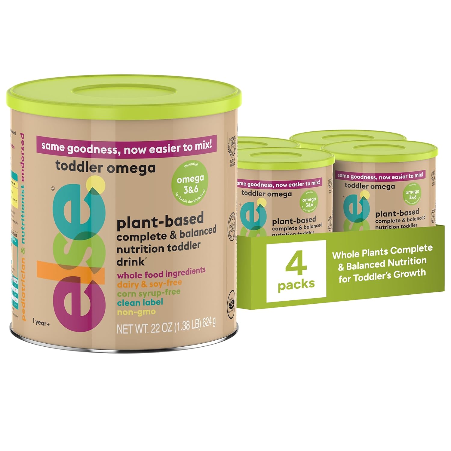 Else Toddler Formula 12-36 Months  Plant-Based, Dairy-Free & Lactose-Free Baby Formula  Dairy Free Formula, Omega 3 & 6 for Brain Development  Soy Formula Alternative, (22 oz, 4 Pack)