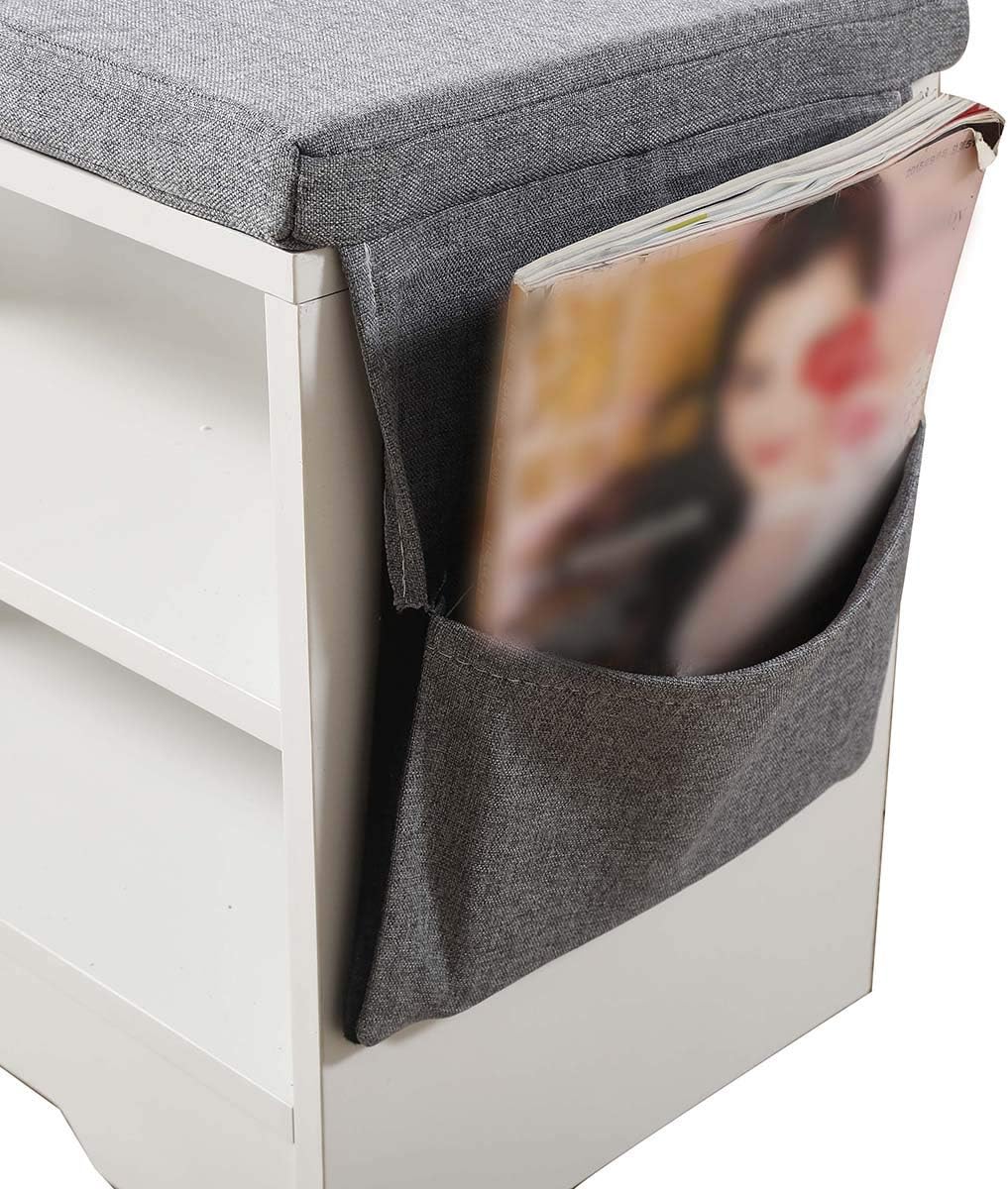 Lifetech White Shoe Bench Storage Unit Bench Seat with Cushion Entrance Furniture (2 Drawer Shoe Bench)