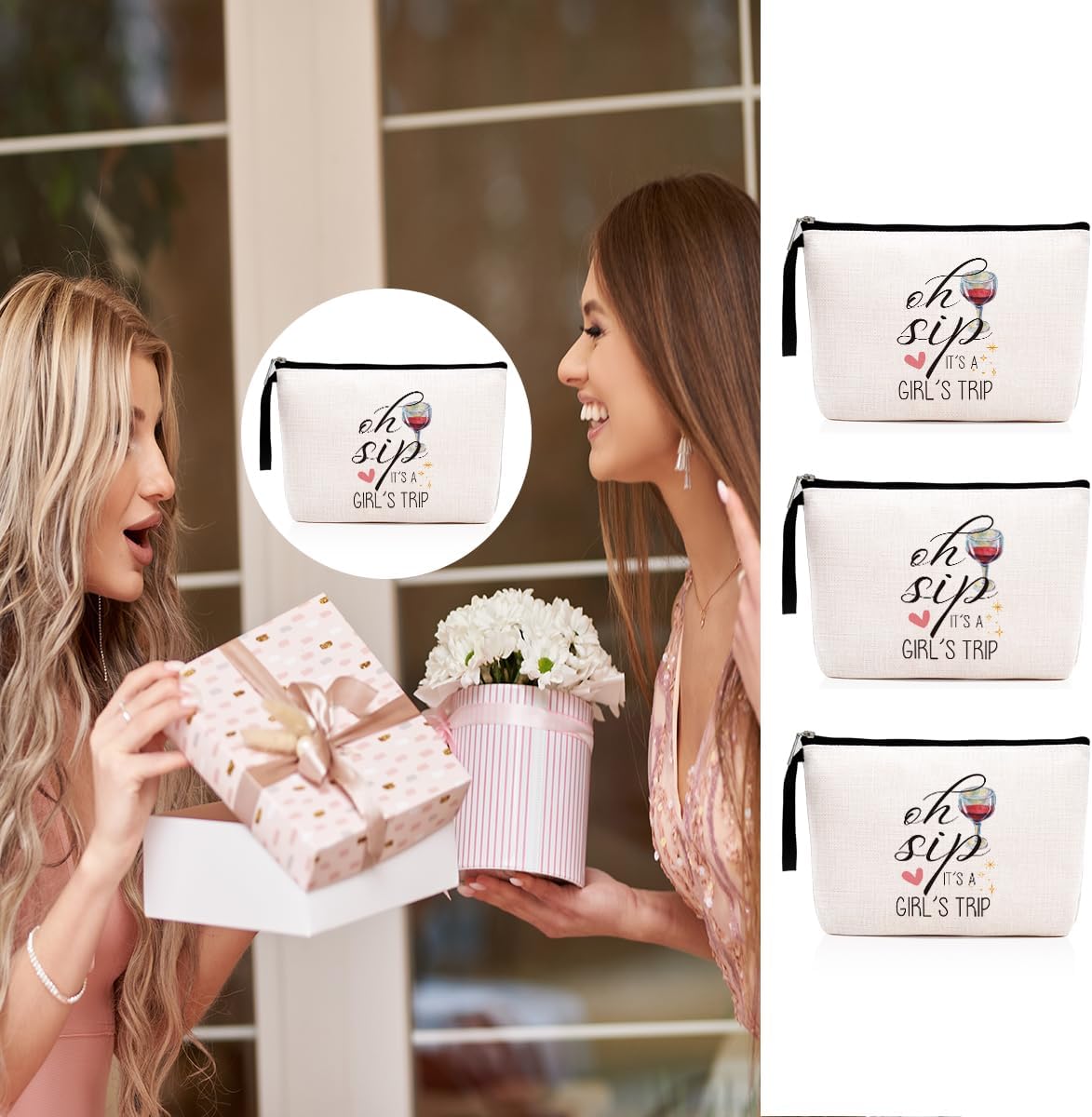 Hanamiya Na 3Pcs Girls Trip Gifts Favors Weekend Bag Funny Makeup Bag Girls Weekend Gifts Friendship Weekender Bags for Women Girl Bridesmaid Cosmetic Bags Zipper Pouch Wedding Bachelorette Party - Image 5