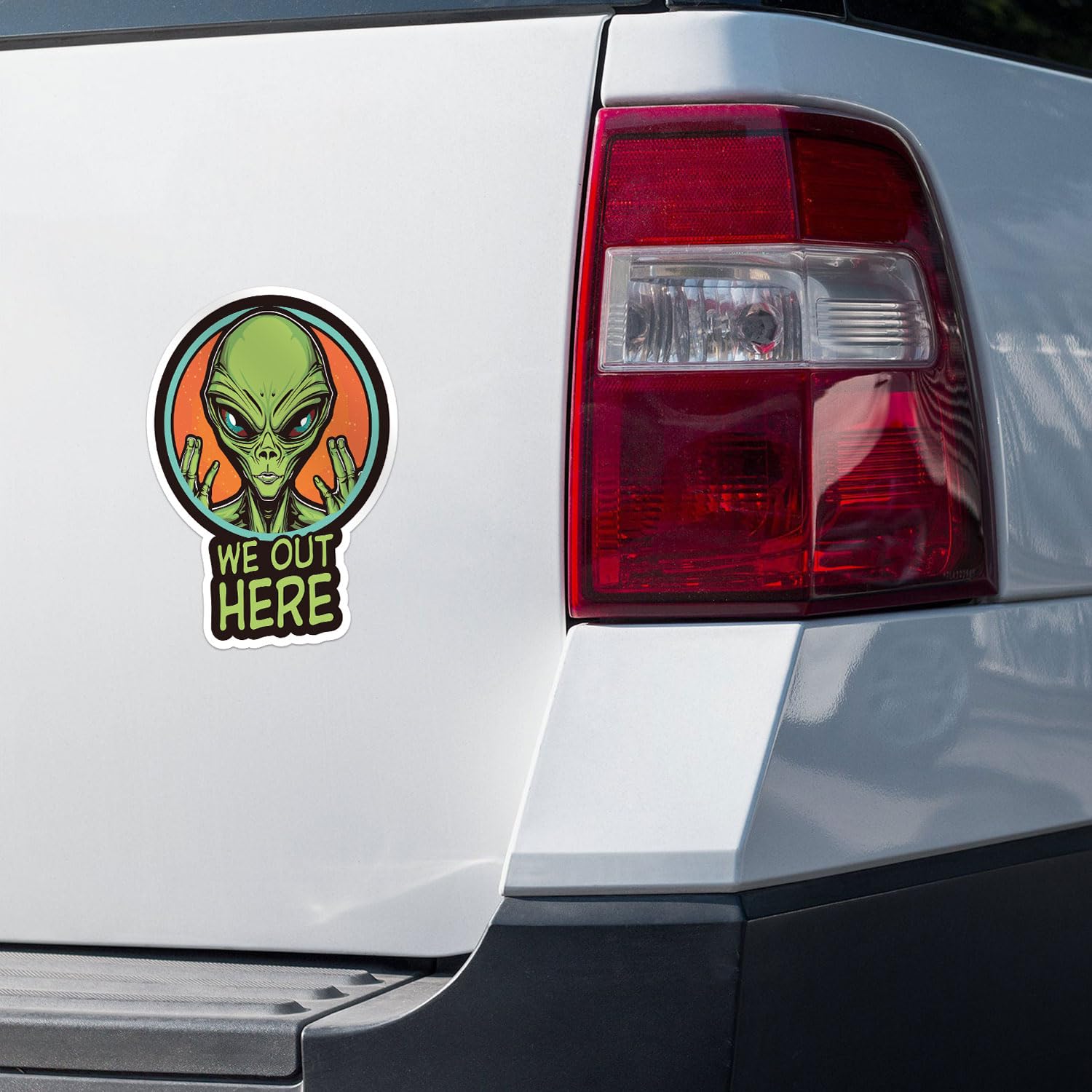 Alien Bumper Sticker Vinyl Decal - 5 Inch, Waterproof, Outdoor Durable, Made In USA - View #3