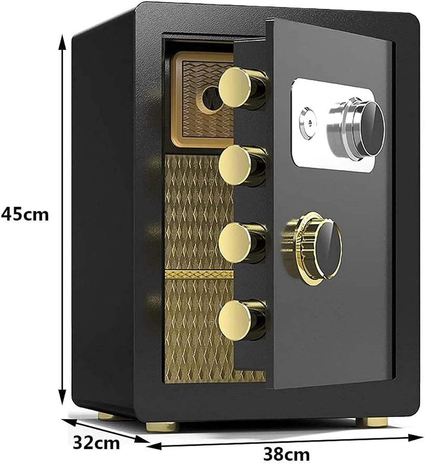 Safes Office,Steel Fireproof,Waterproof And Anti-theft,Hotel Financial Cash File Cabinet,Family Storage Box,With Foot Pads,Height 40cm/45cm, Black-1