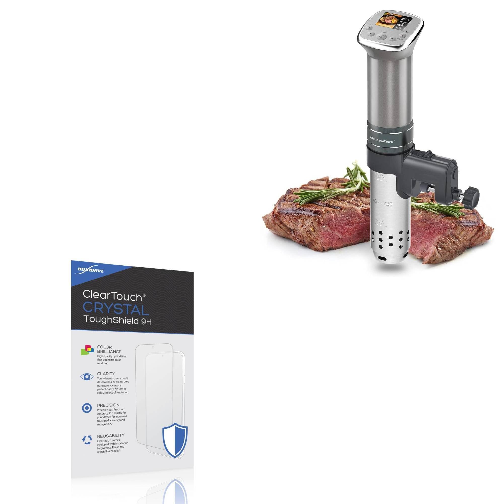 BoxWave Screen Protector Compatible with KitchenBoss Sous Vide G322T - ClearTouch Crystal ToughShield 9H (2-Pack), Clear 9H Tough Flexible Film Screen Protector