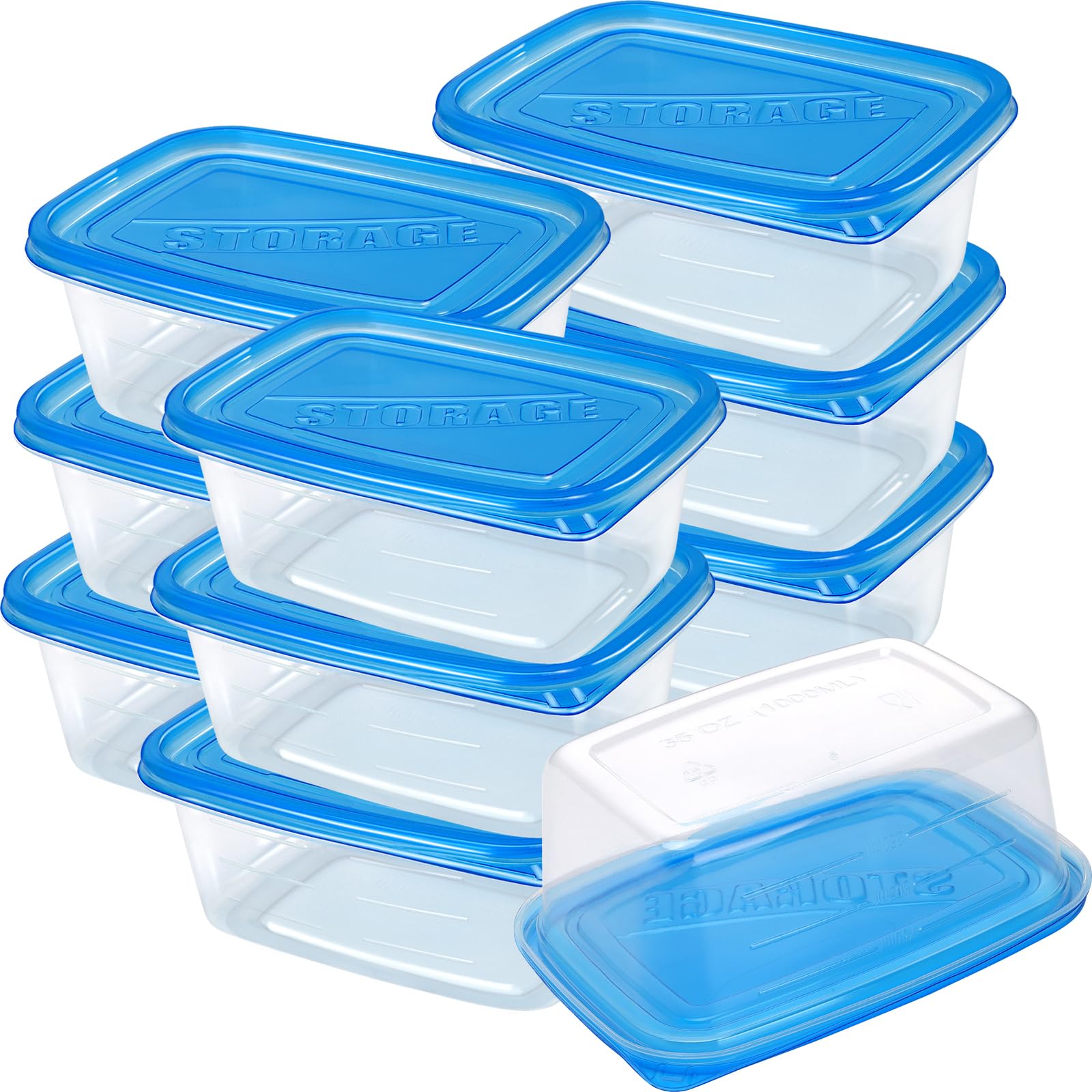 ZOENHOU 12 PCS 1000ml Food Storage Containers, Microwave Freezer Dishwasher Airtight Containers with Lids for Storage, Rectangle Plastic Portion Box for Refrigerator, Work,Travel