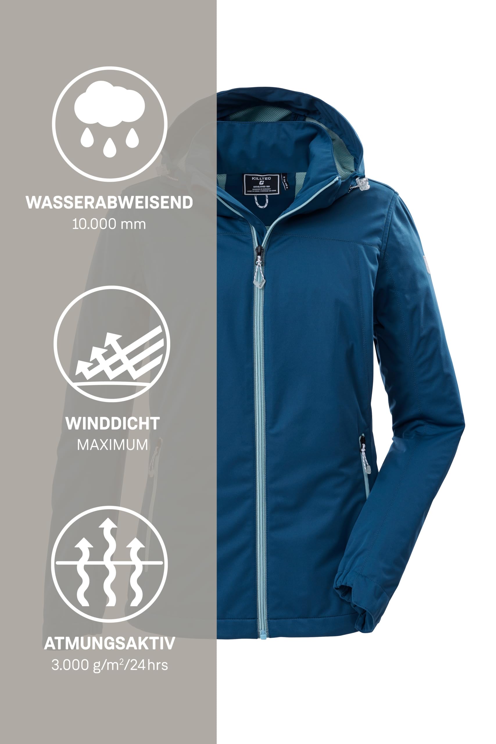 Killtec Damen Kos 69 Wmn Sftshll Jckt Softshelljacke/Outdoorjacke mit abzippbarer Kapuze