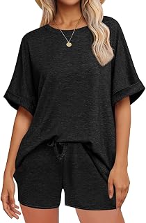 Spicy Sandia Womens 2 Piece Oversized Lounge Short Sets with Pockets | Lightweight Summer Sets for Daily Wear Workout Running Sleeping