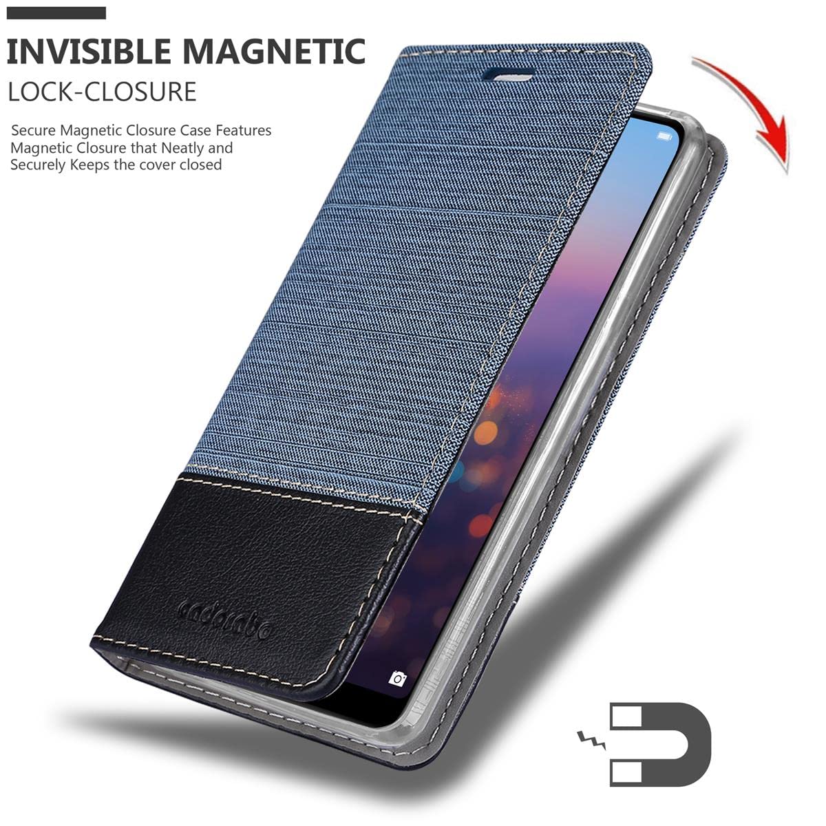 Cadorabo Custodia Libro per Huawei P SMART PLUS in GRIGIO CHIARO MARRONE - con Vani di Carte, Funzione Stand e Chiusura Magnetica - Portafoglio Cover Case Wallet Book Etui Protezione