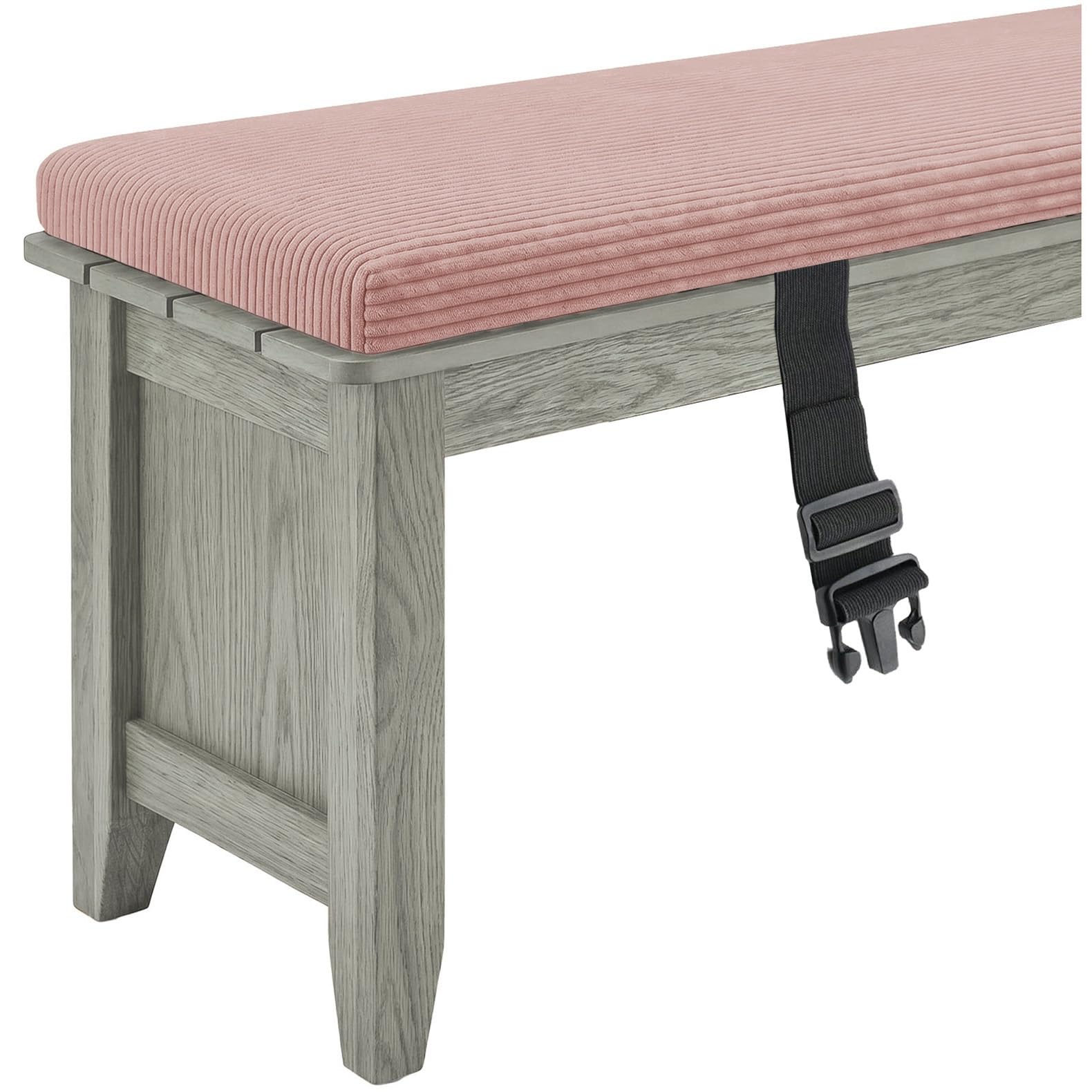 Miecoae Not Water Repellent Outdoor Bench Cushions Striped, Outdoor Swing Seat Cushions Corduroy 5cm/1.9" Thick Indoor Bench Cushion, Settee Couch Pads with Ties(Pink,120x50 cm 47x20 in)