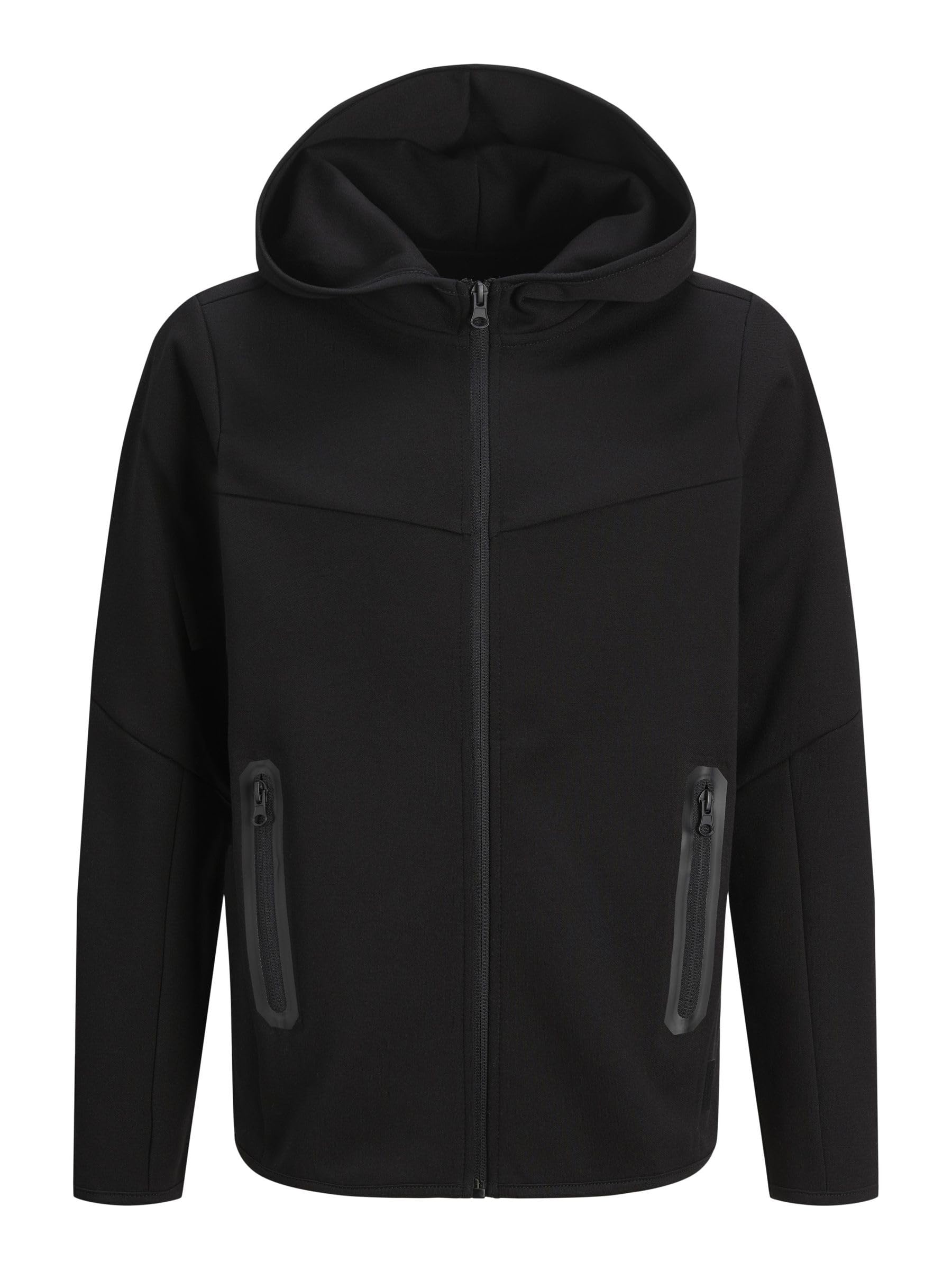 Jack&Jones Junior Jcofusion Sweat Zip Hood Bn Jnr, Giacca In Felpa Bambino, Black,-image