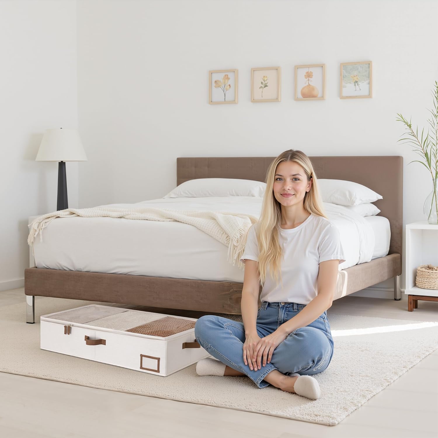 StorageWorks Large Under Bed Storage Containers with Handles and Label Holder, 2 Pack Ultra-thick Fabric Underbed Bins, Closet Organizer for Clothes, Blankets, Sweater - Image 5