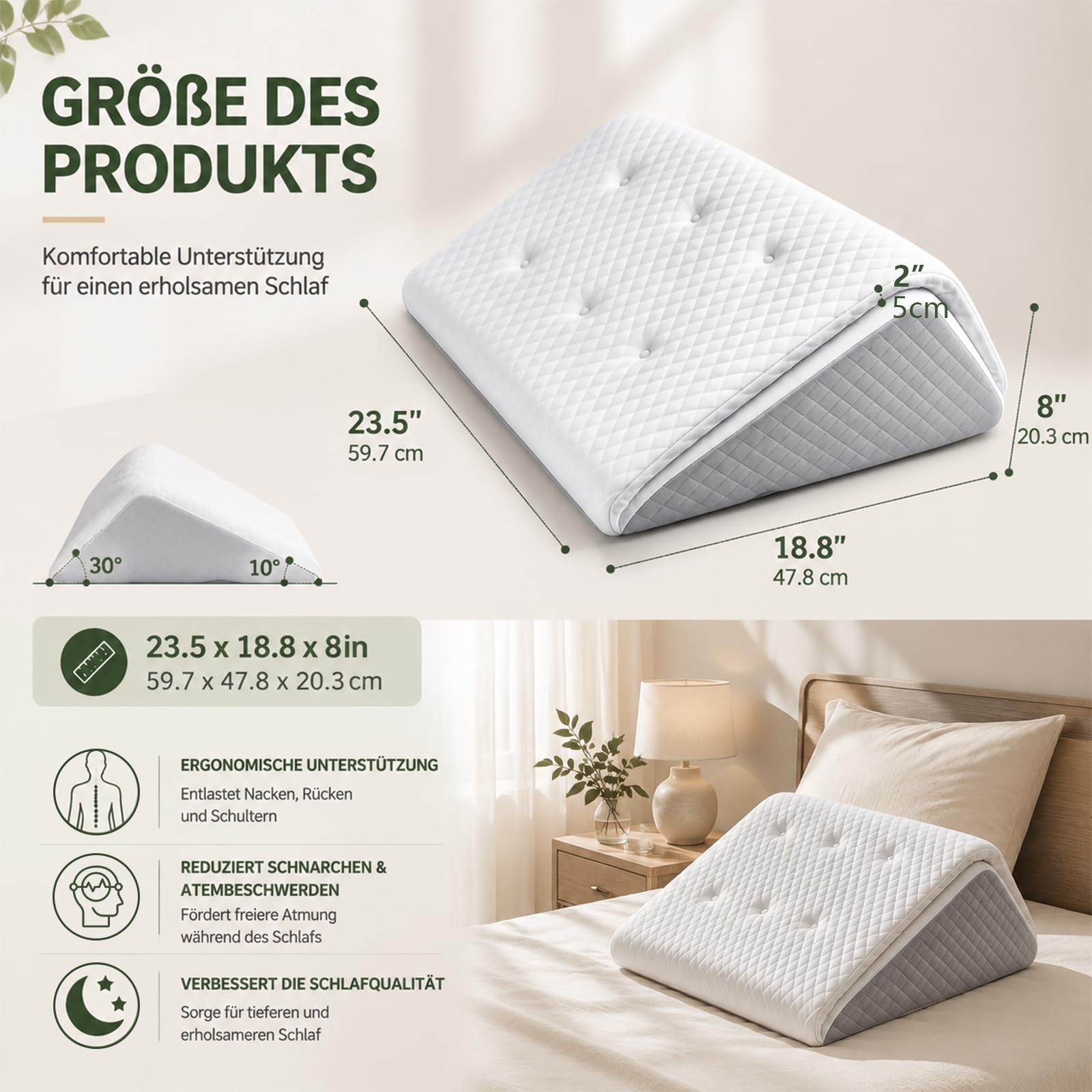 Almohada para Piernas, Cuña Elevar Piernas para Mejorar la Circulación, Cojín Ergonómico y Ortopédico de Elevación para Descanso y Dormir, Almohada para Las Venas