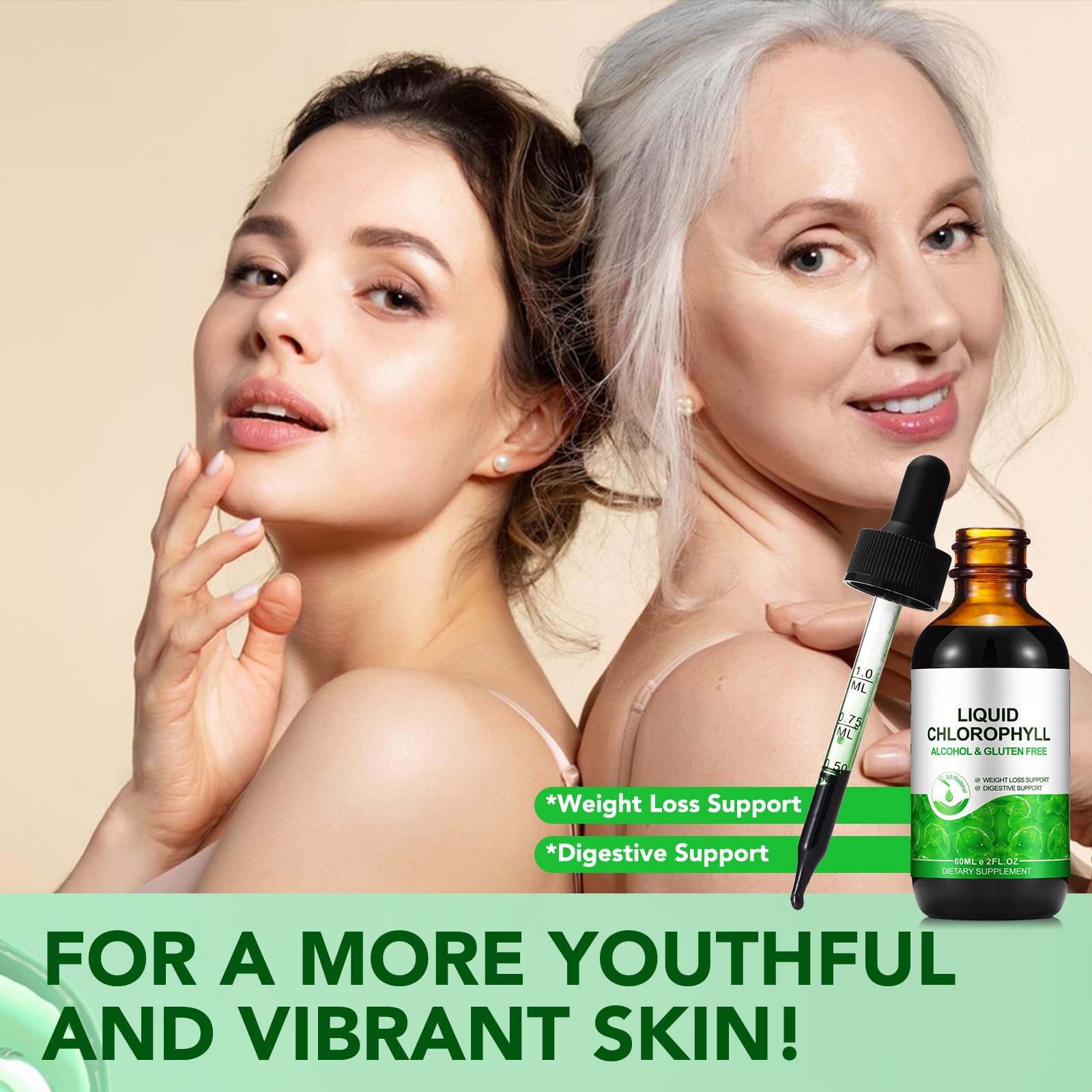 Chlorophyll Liquid Drops 60ml, 100% Natural Organic Liquid Chlorophyll Drops for Body Odor Balance,Fresh Breath, Digestion, Gut Health, Energy, Body Freshness, Peppermint Flavored Fast Absorption — Amazon image 7
