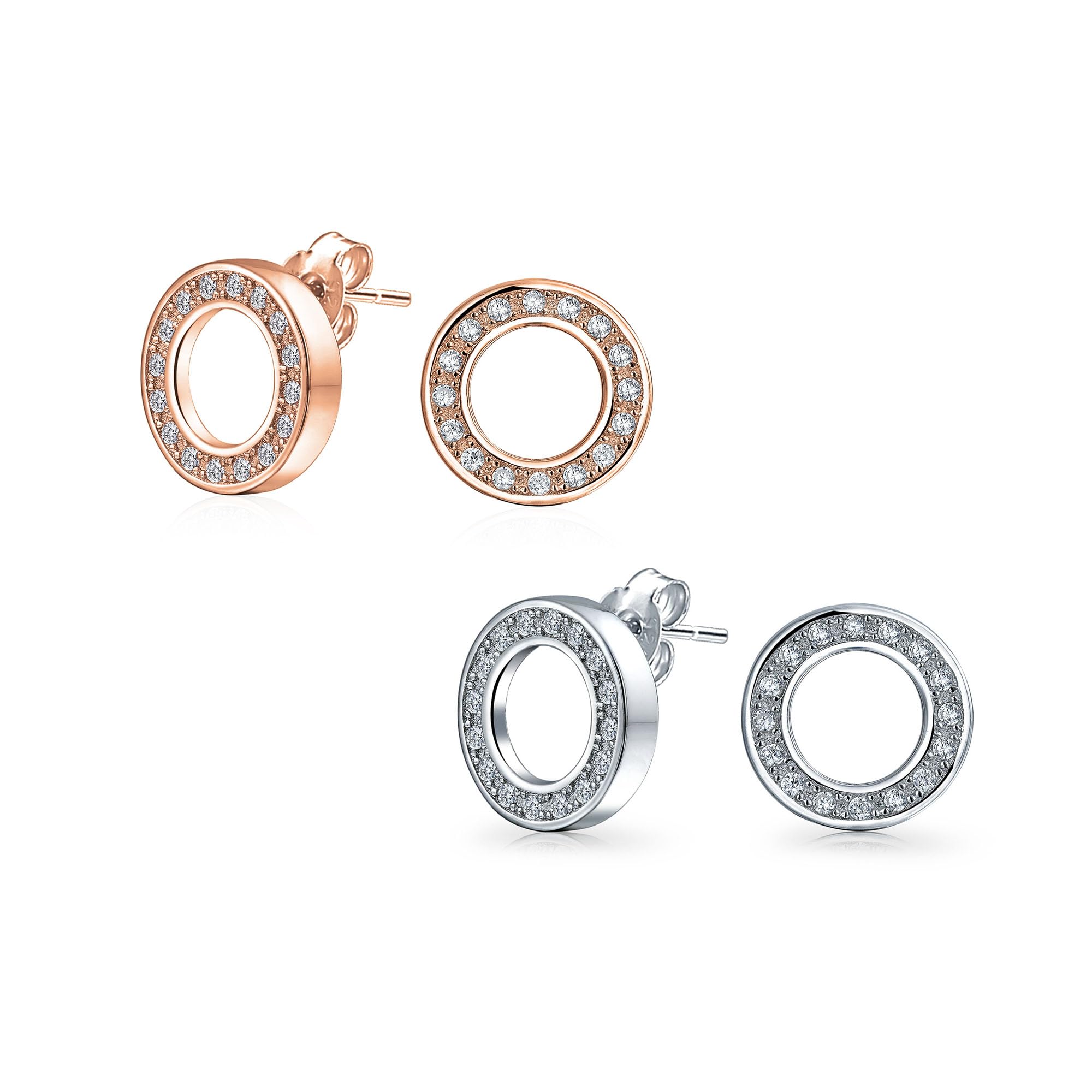 Boucles d'oreilles clous argent et or rose anti-ternissement pour mariée