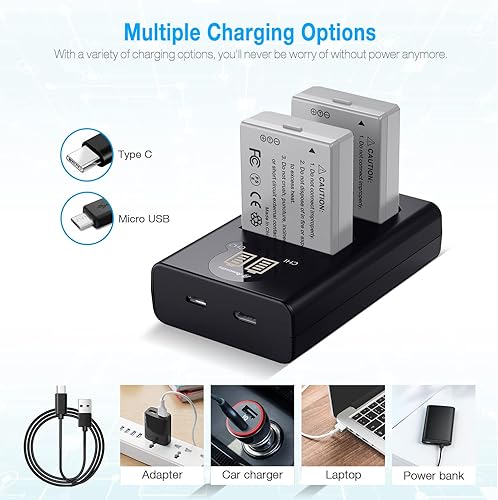 Miniatura 5 de Powerextra Paquete de 2 baterías LP E5 compatibles con Canon LP-E5 y cargador LCD de doble canal para Canon EOS Rebel XS Rebel T1i Rebel XSi 1000D