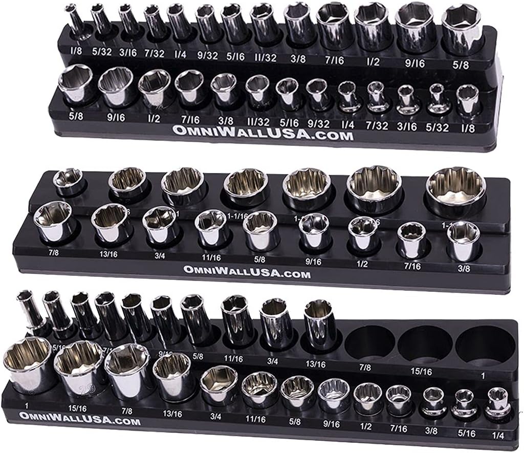 Magnetic SAE Standard Socket Holder Set Black