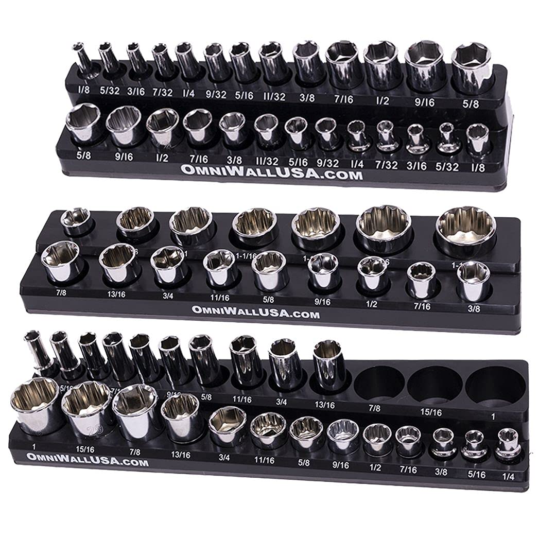 Magnetic SAE Standard Socket Holder Set Black