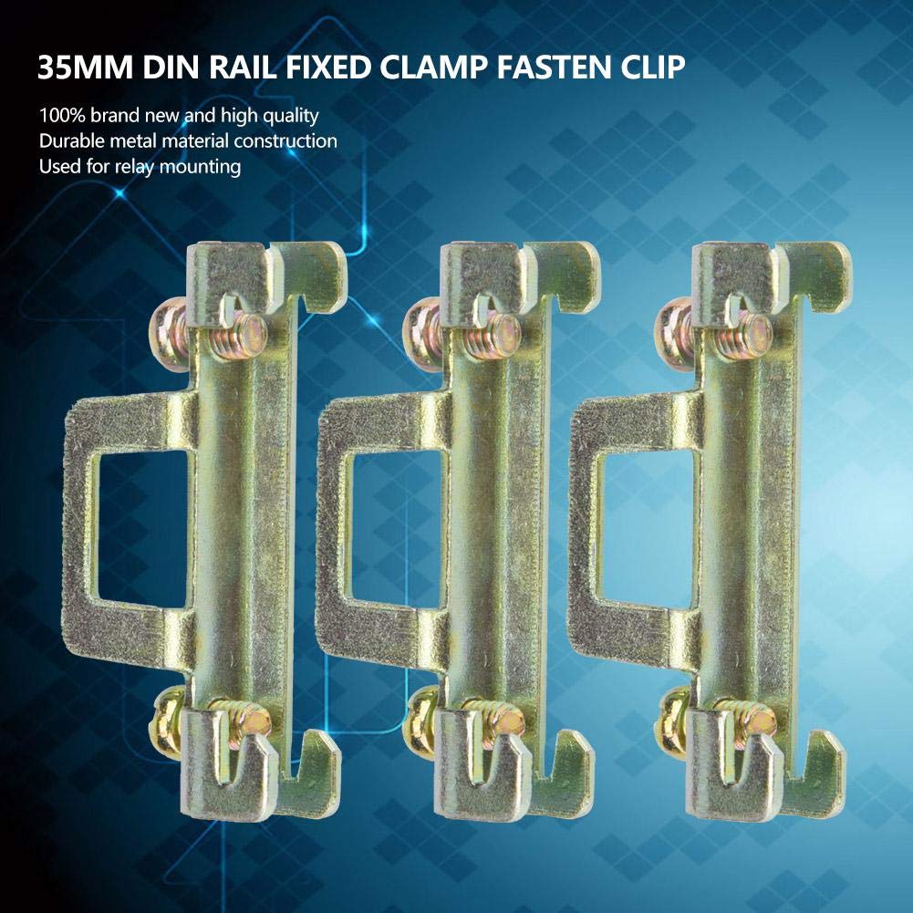 Vikye 10Pcs Fixed Clamp Fasten Clip for 35mm DIN Rail, Metal Model 11