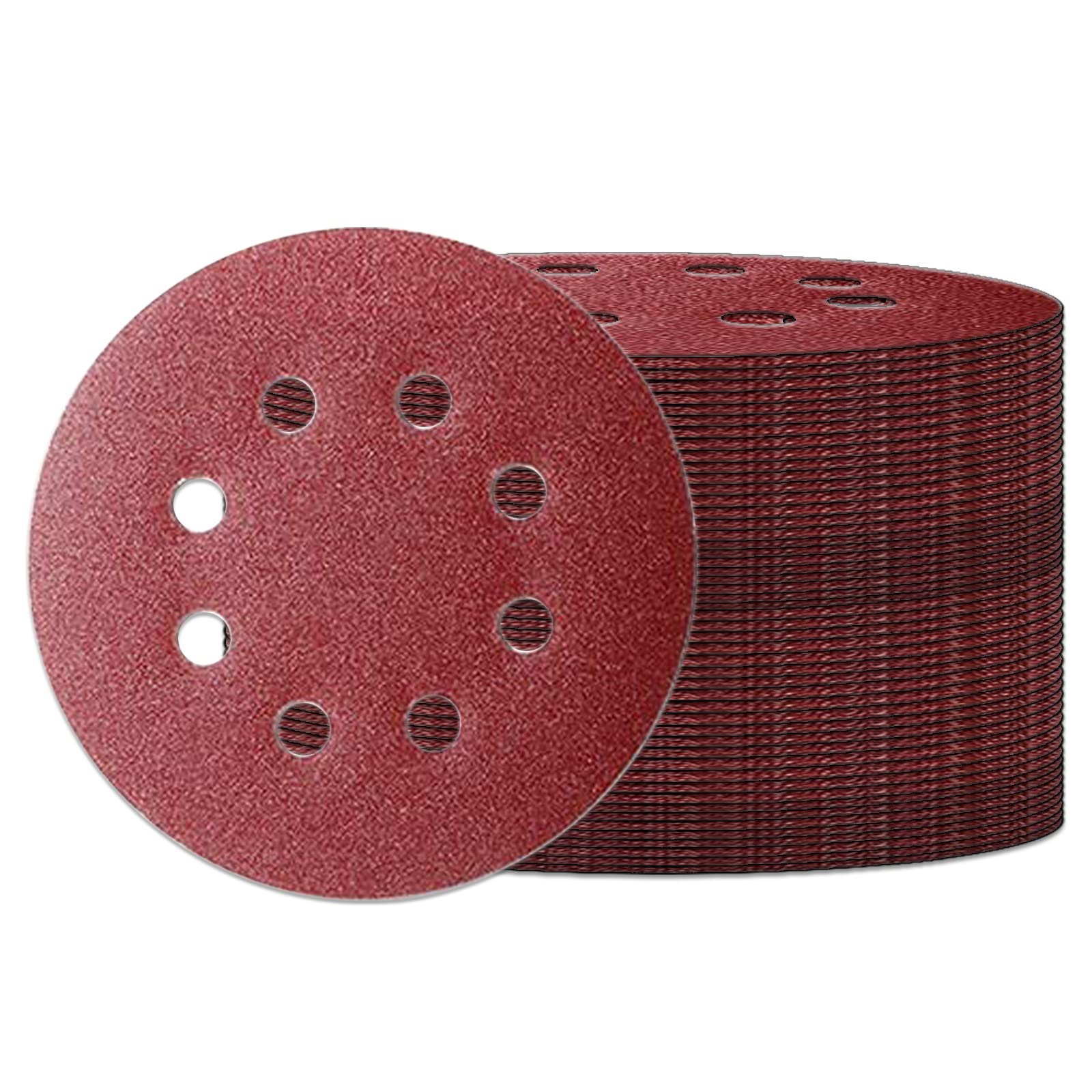 50 almohadillas de discos de lijado de gancho y bucle de 5 pulgadas, 125 mm, 8 agujeros de papel de lija para lijadora orbital aleatoria. (180 granos)