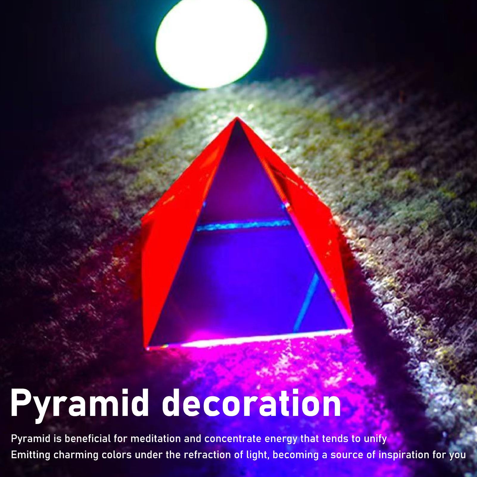 Pyramid Iridescent Suncatcher, Mesmerizing Color Mixing Acrylic Glass Prism for Photography Meditation Healing Home Office Art Decor Collection (60MM)