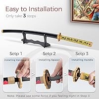 Vista 5 de Cold Blade Demon Katana - Réplica de anime de 41 pulgadas con cinturón y soporte, espada duradera perfecta para cosplay, espada Nichirin con diseño