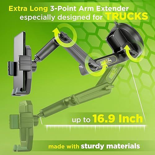 Miniatura 6 de Soporte de teléfono para camión para camión, súper ventosa, soporte para dispositivo móvil, ventana de tablero de 16.9 pulgadas de largo y estable,