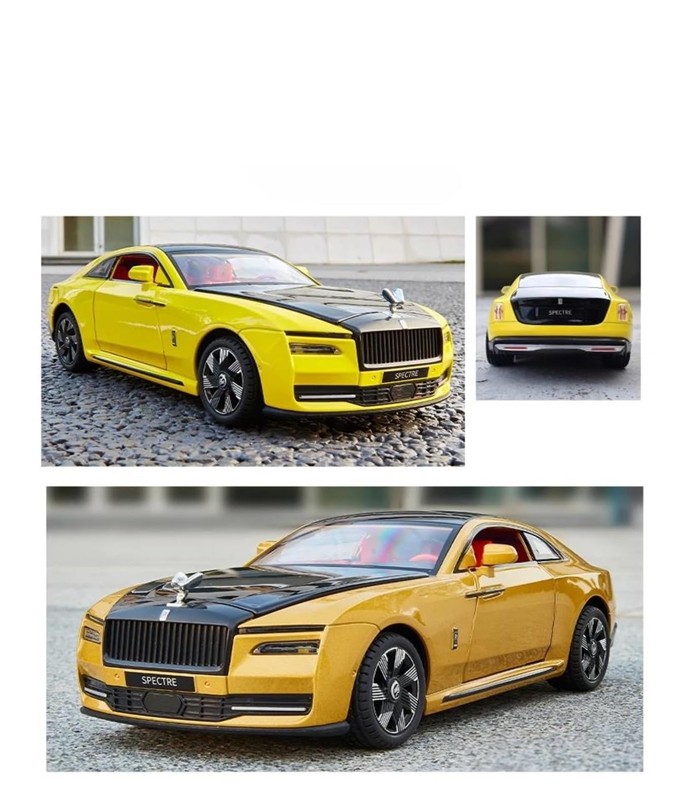 Veicoli a Motore in Scala Modello di Auto in Lega in Scala 1/24 for Rolls Royce Spectre, Modello in Metallo Decorazione for La Casa Ornamenti Modello di Auto Replica(Black)