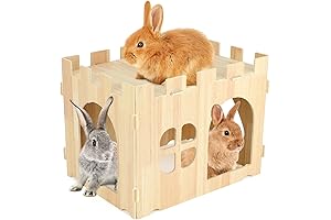 BWOGUE Large Wooden Rabbit House and Hideouts Bunny Castle Detachable Small Animal...