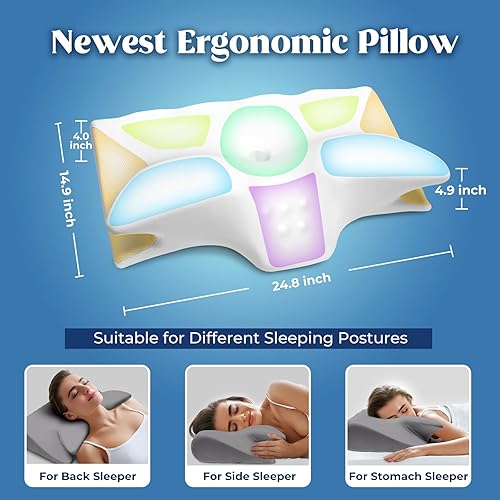 Miniatura 5 de Almohada cervical para aliviar el dolor de cuello, almohadas de espuma viscoelástica de contorno refrescante, soporte ergonómico sin olor, almohada