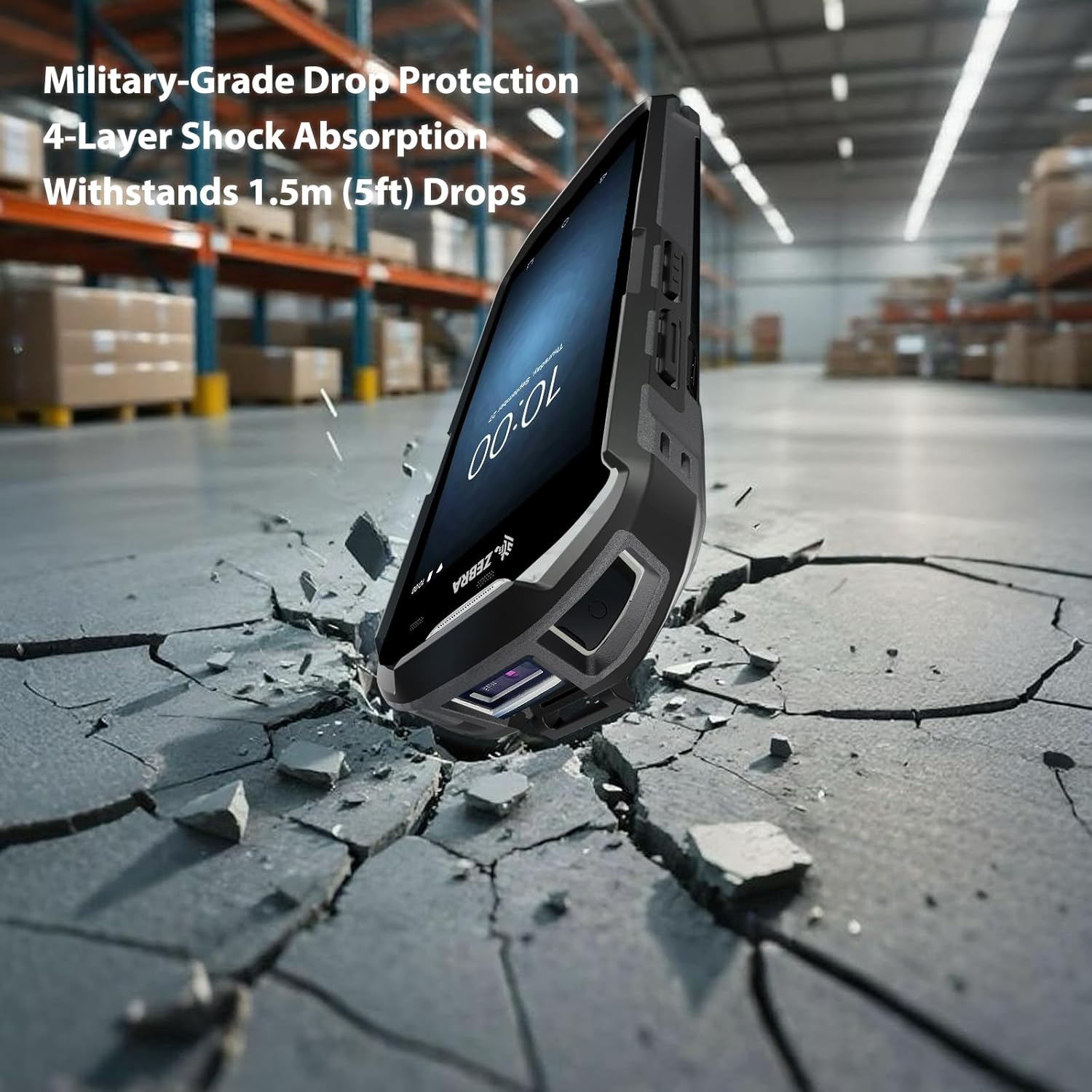 Case for Zebra TC51 TC52 TC52X TC56 TC57 TC57X TC510K TC520 TC520K – Rugged Protective Cover with Strap, Bumper, Boot-Style Holster, Handheld Barcode Scanner Accessory SG-TC51-EXO1-01 (Black) - Image 4