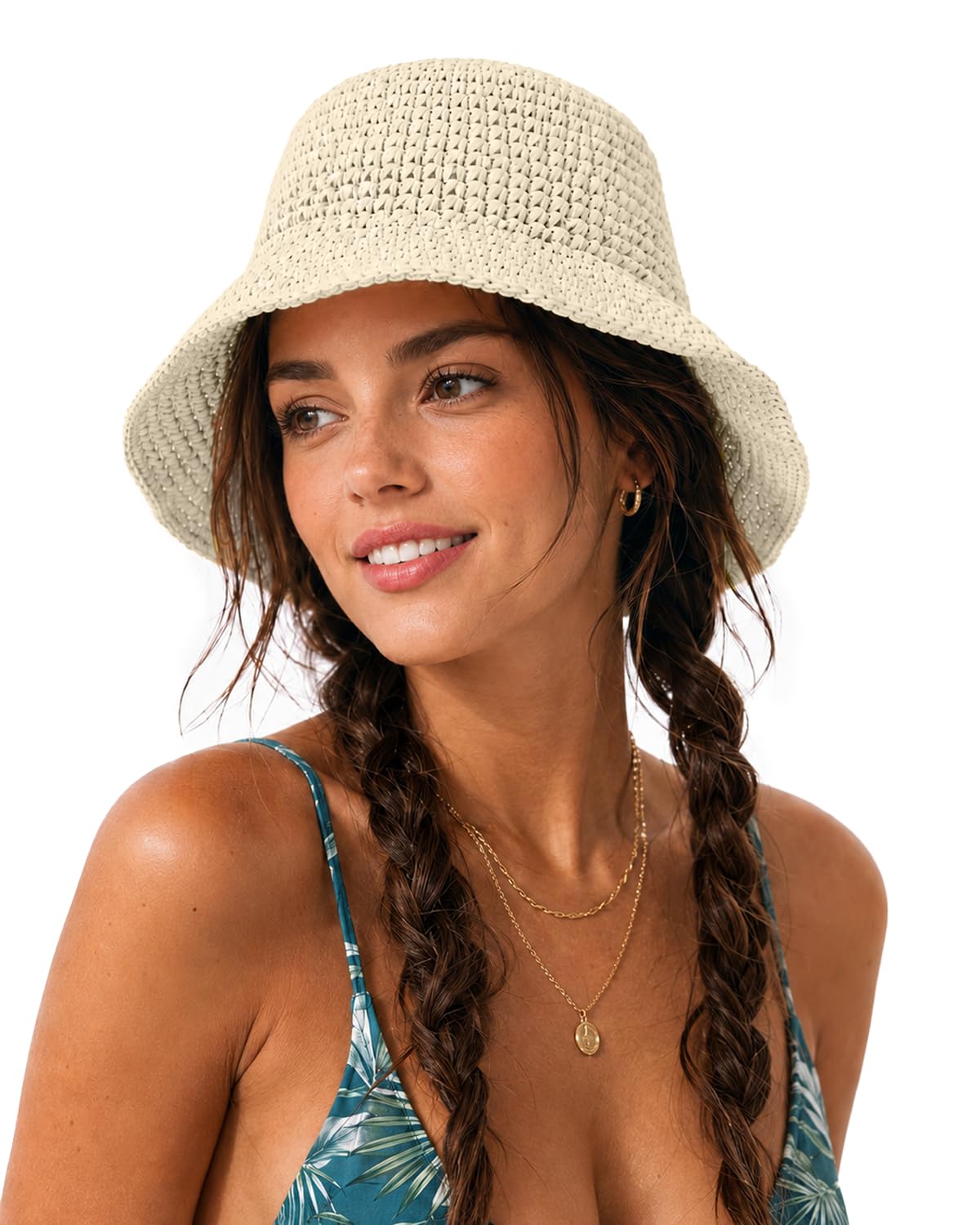 Zylioo Chapeaux de paille XXL - Grand chapeau de voyage d'été - Taille S M - Large bord - UPF 50 - Pliable