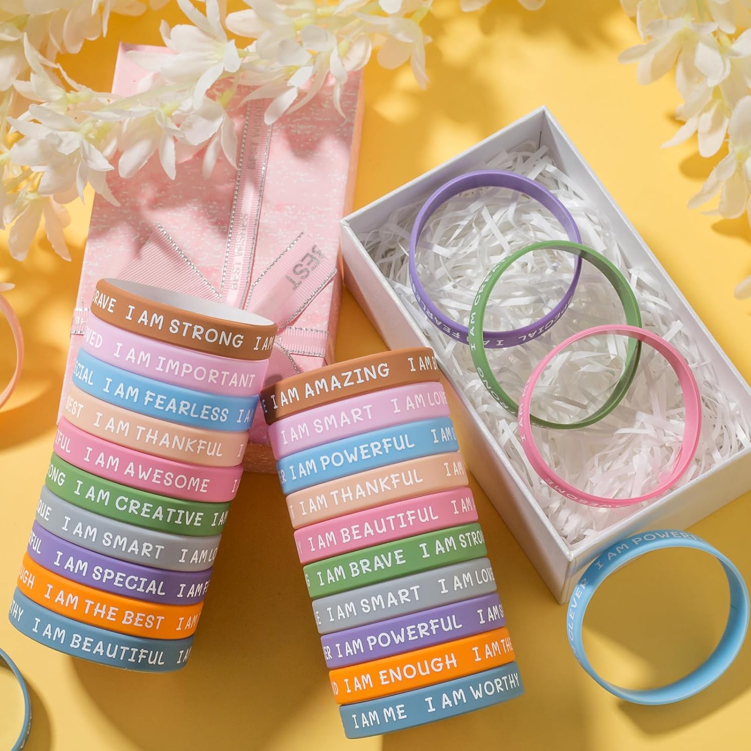 60 Pieces Students Inspirational Wristbands Rubber Bracelets Fun Motivational Wristbands for Kids Students Back to School Gifts - Image 2
