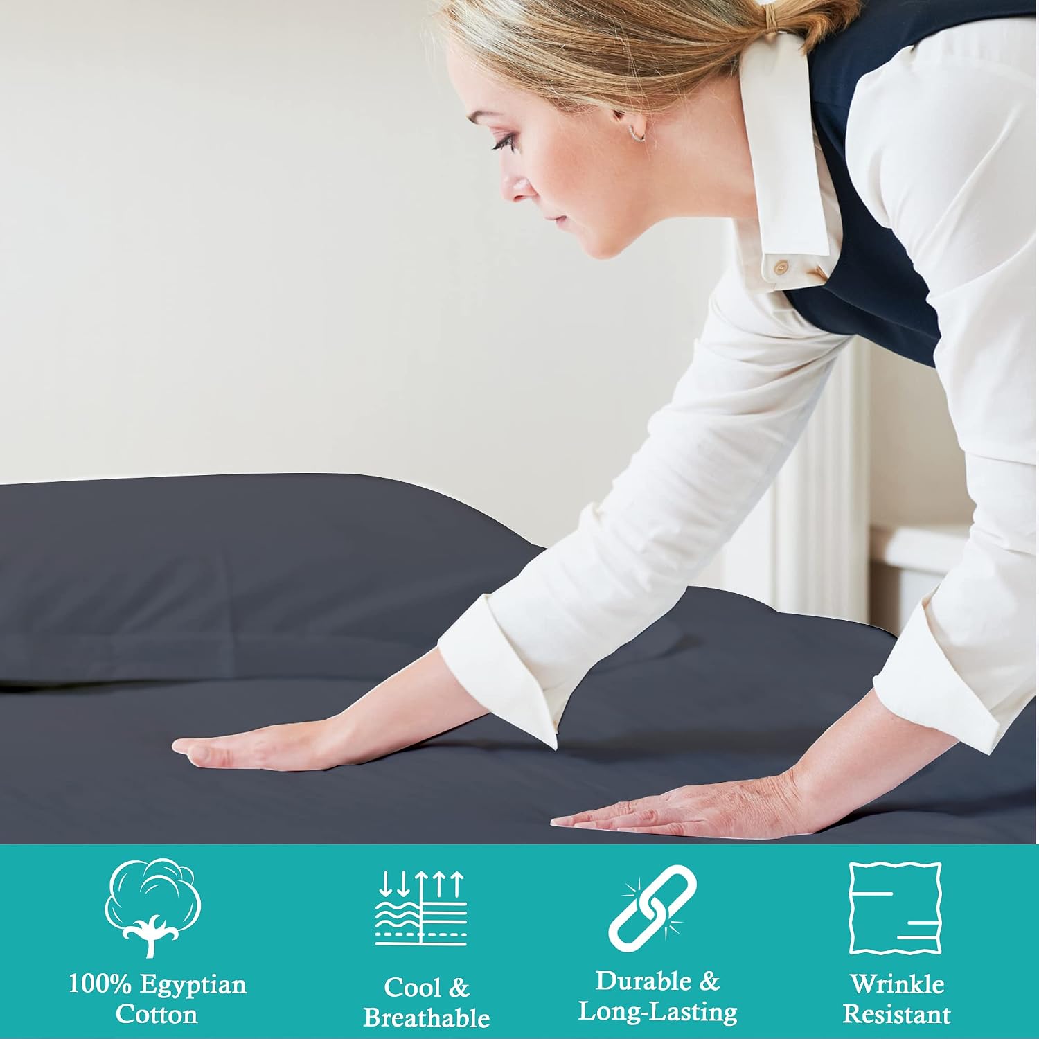 Customized Grey Fitted Sheet Extra Deep Pockets Soft & Silky Cool Luxury Sateen Weave for Home & Hotel 600 Thread Count 100% Egyptian Cotton
