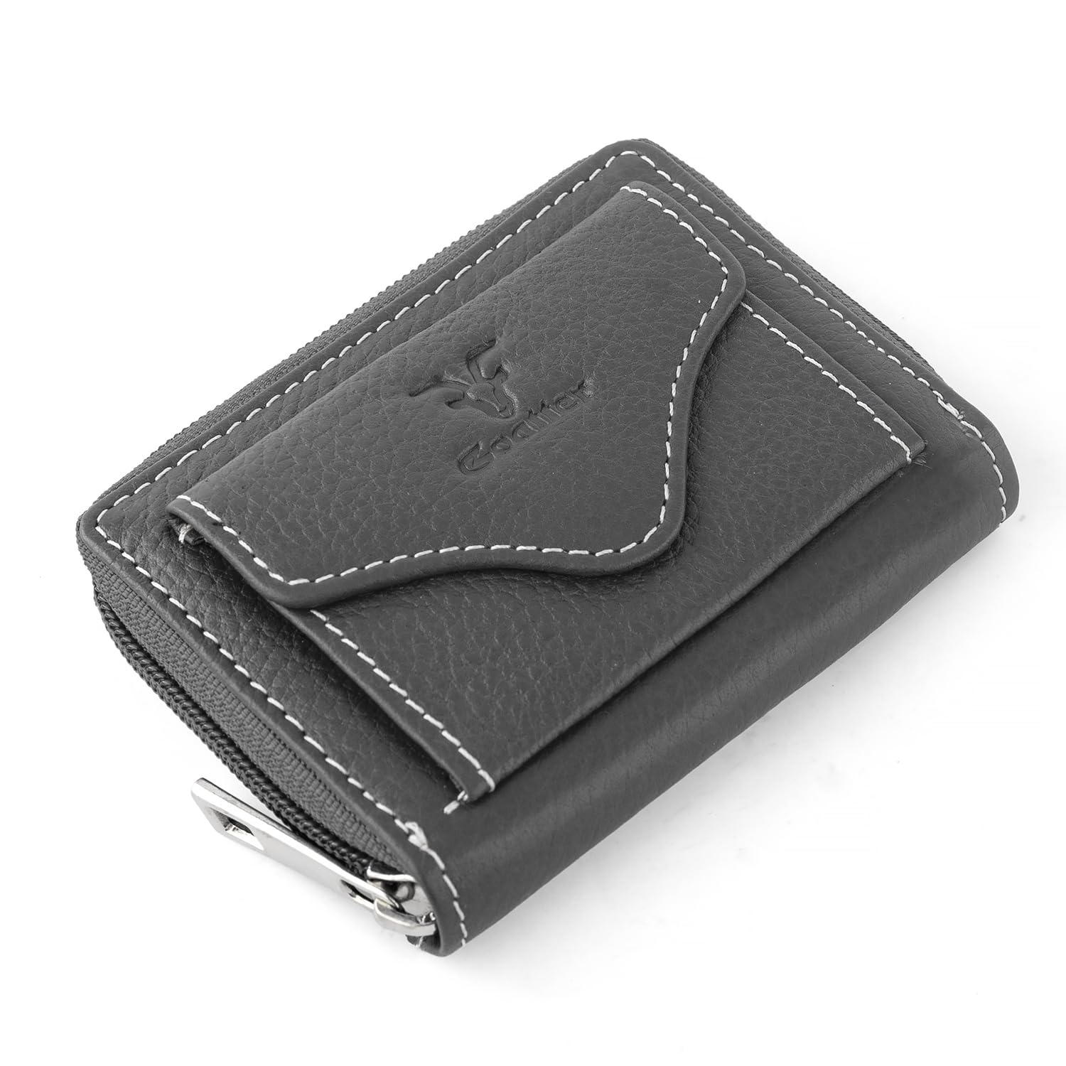 goatter Genuine Leather Small Zip Around Card Wallet Purse for Women’s,(Grey)-picture-46