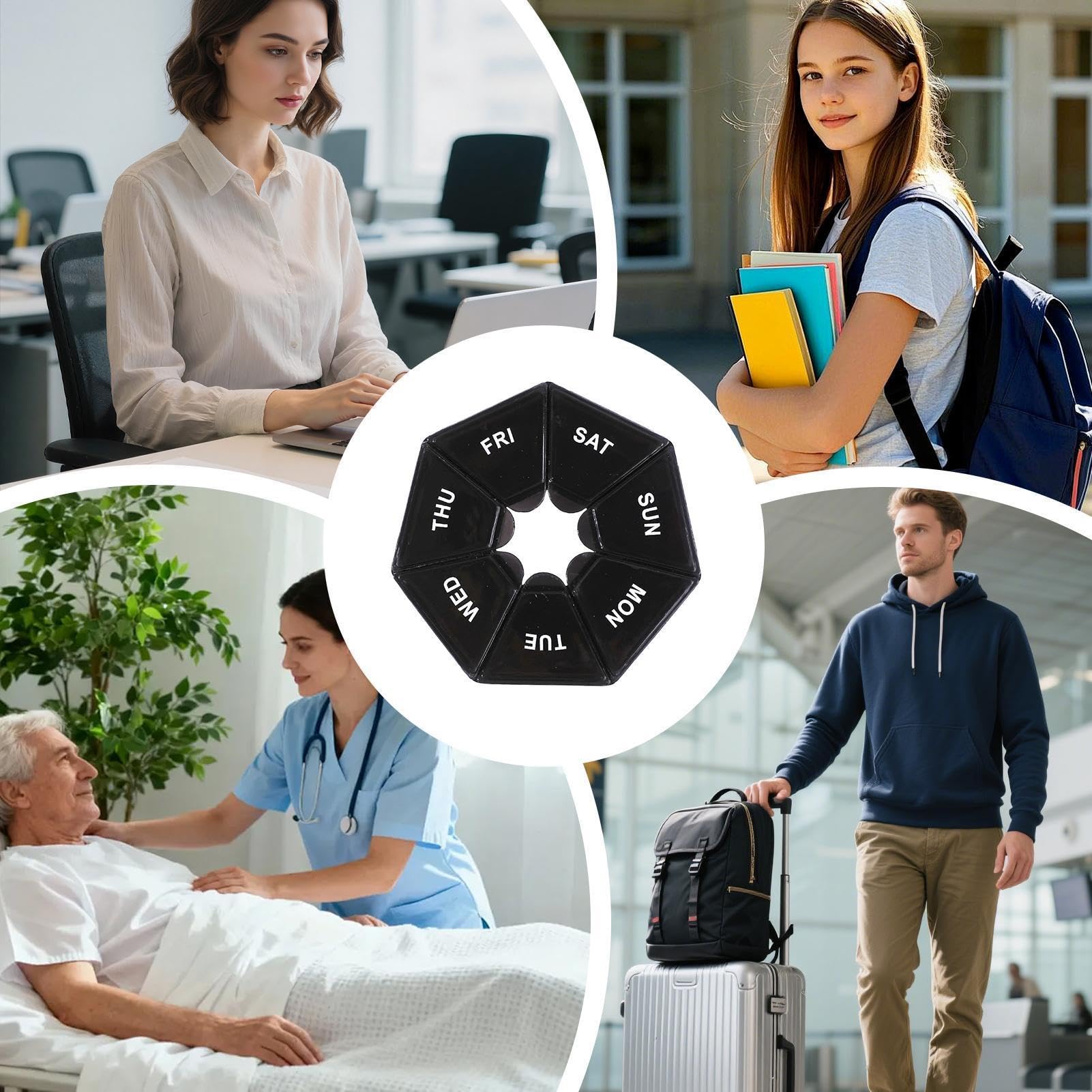 Portapillole Settimanale - 7 Scomparti Per Compresse - Contenitori Portapillole Con Coperchio Ermetico Anti-Umidità Da Viaggio | Per Anziani Bambini Donne Borsa Tasca Casa Lavoro Viaggio