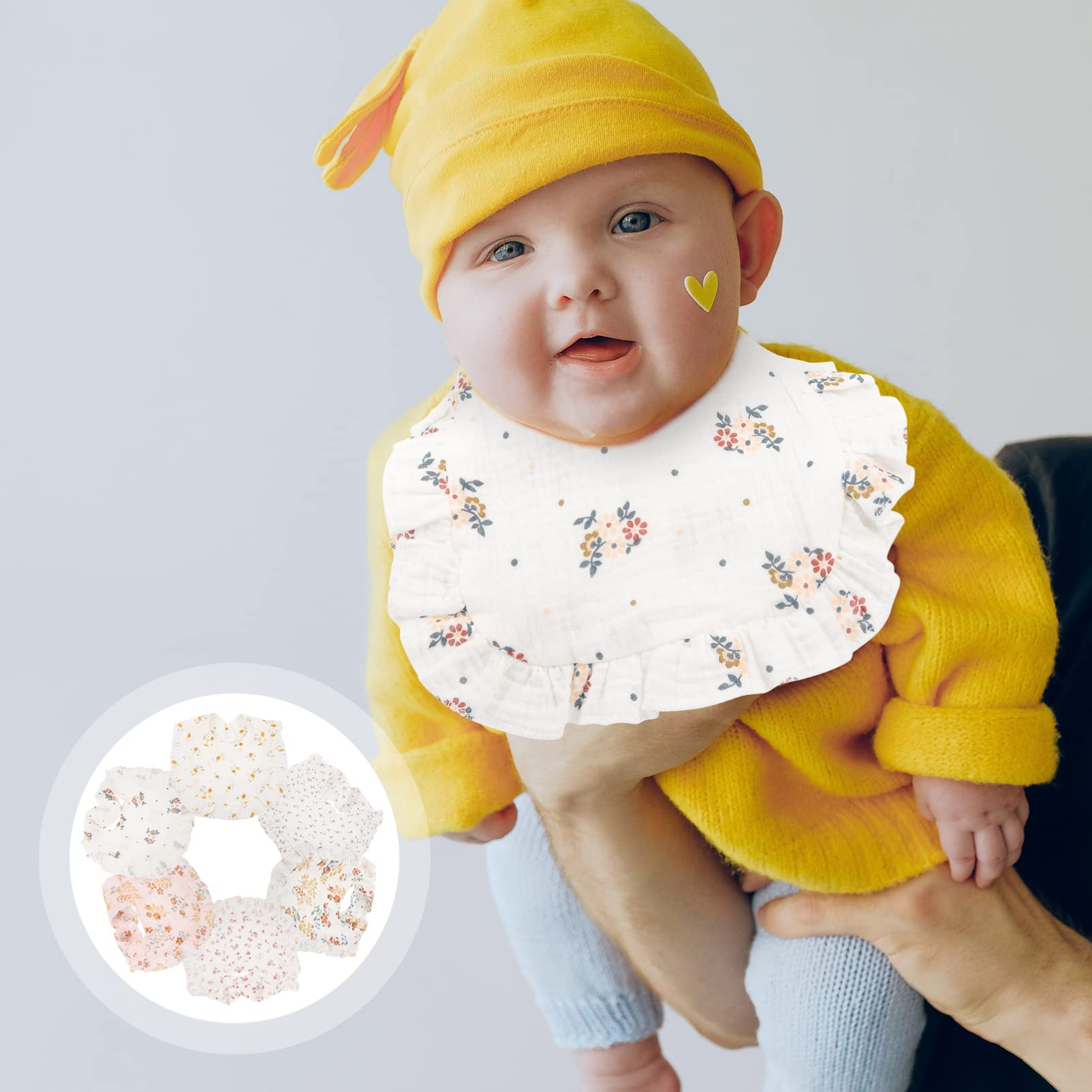 ULTECHNOVO 6 Stück Baumwoll Sabberlätzchen für Babys Saugfähig und Hautfreundlich Waschbare Musselin Lätzchen für Neugeborene und Kleinkinder Geschenk für Junge Eltern
