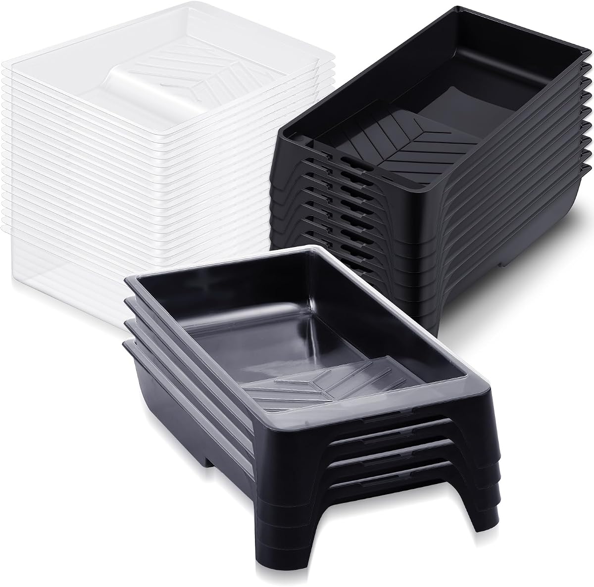 100 Pack 4 Inch Paint Tray Liner Set, 10 Trays 90 Disposable Liners | Durable Plastic Roller Tray, for Most Paint Rollers Supplies
